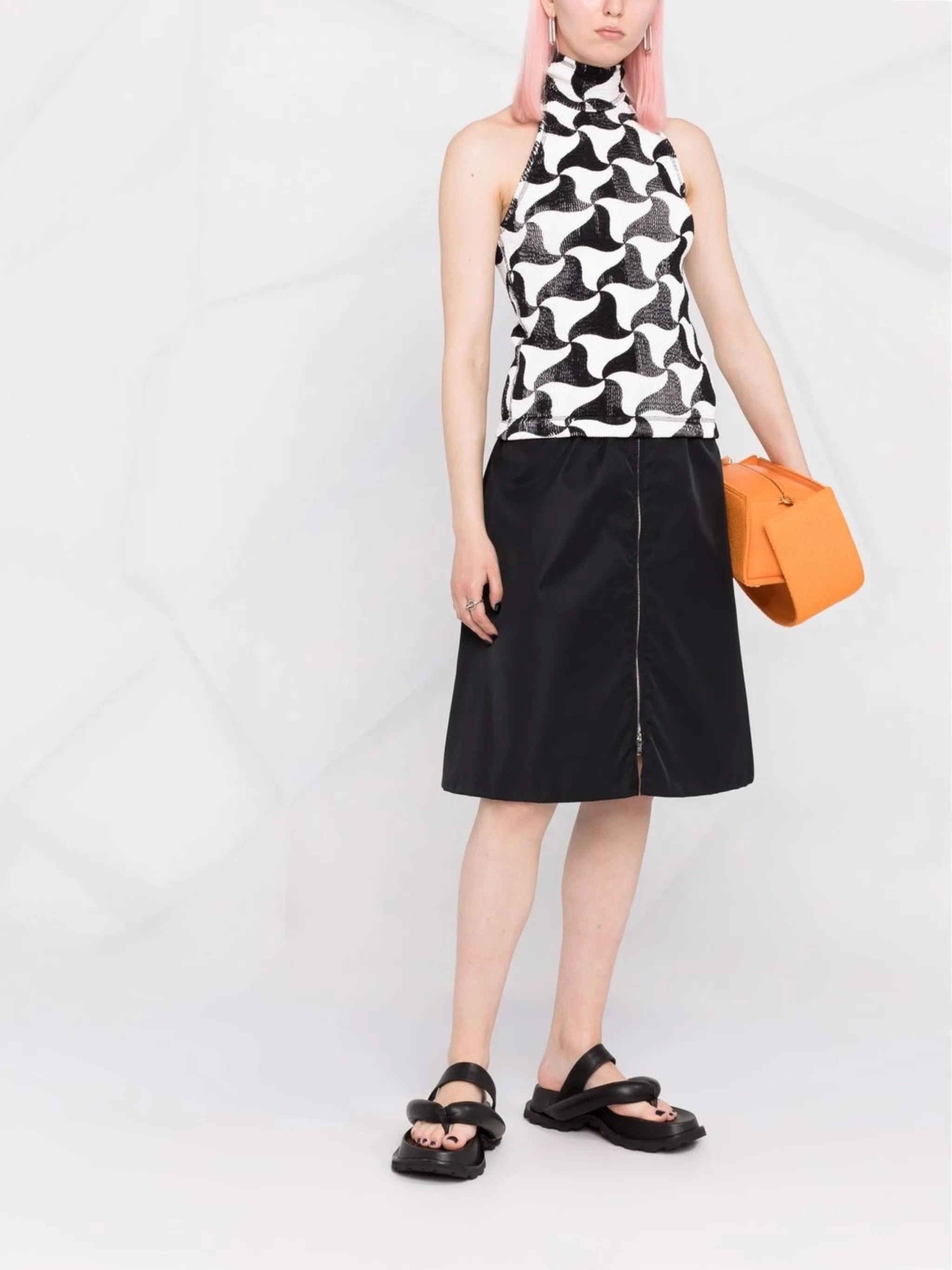 triangle-print sleeveless top