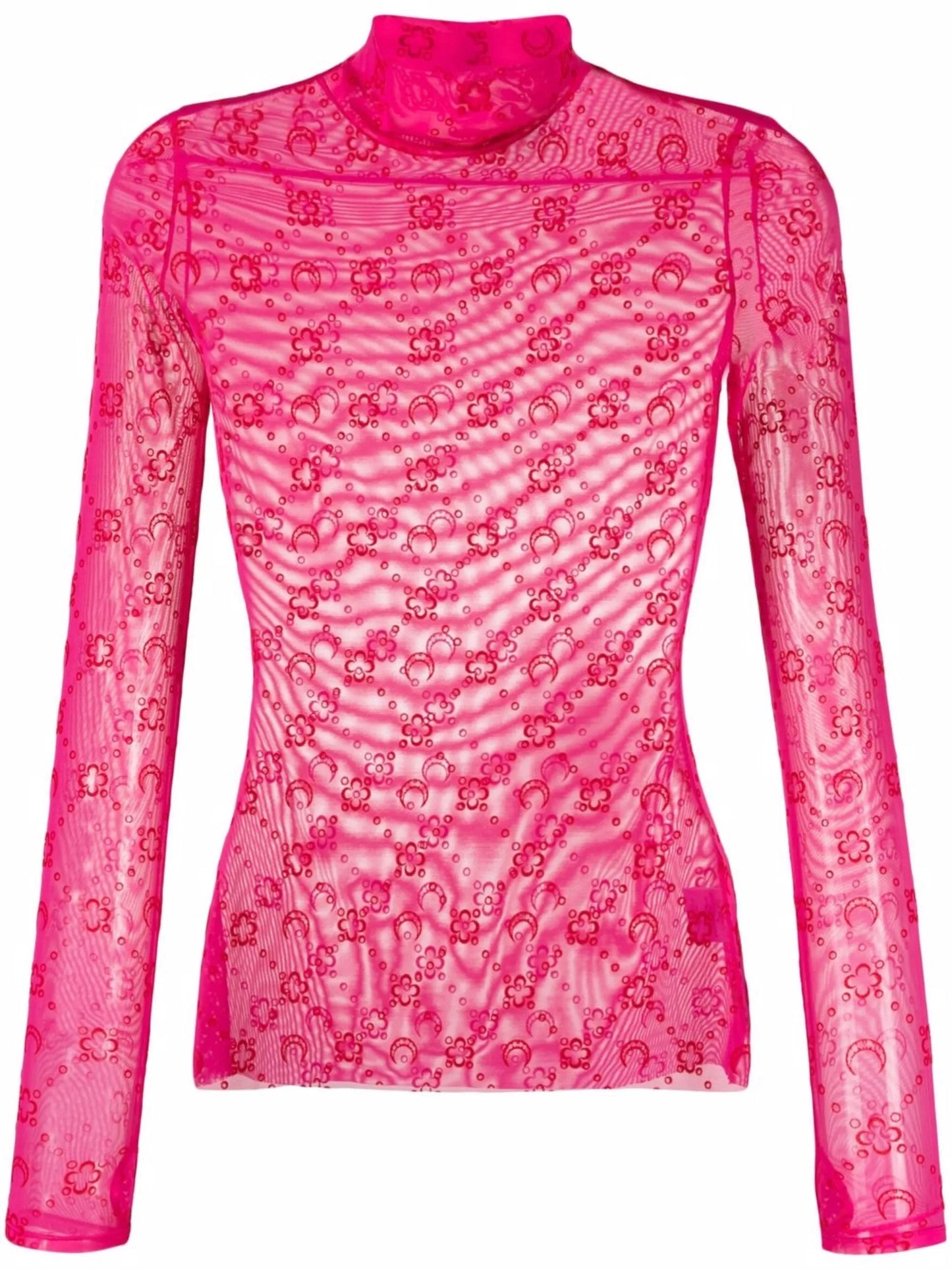 monogram-flocked semi-sheer top