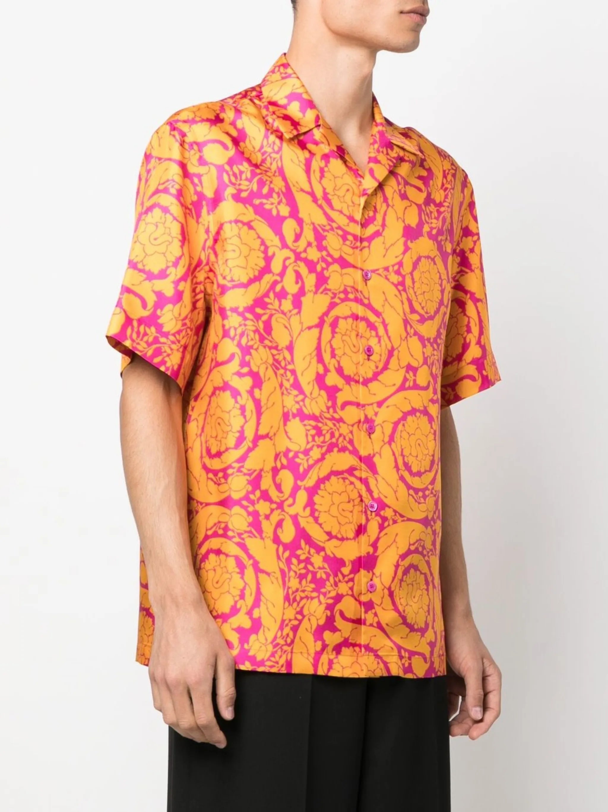 Barocco-print silk shirt