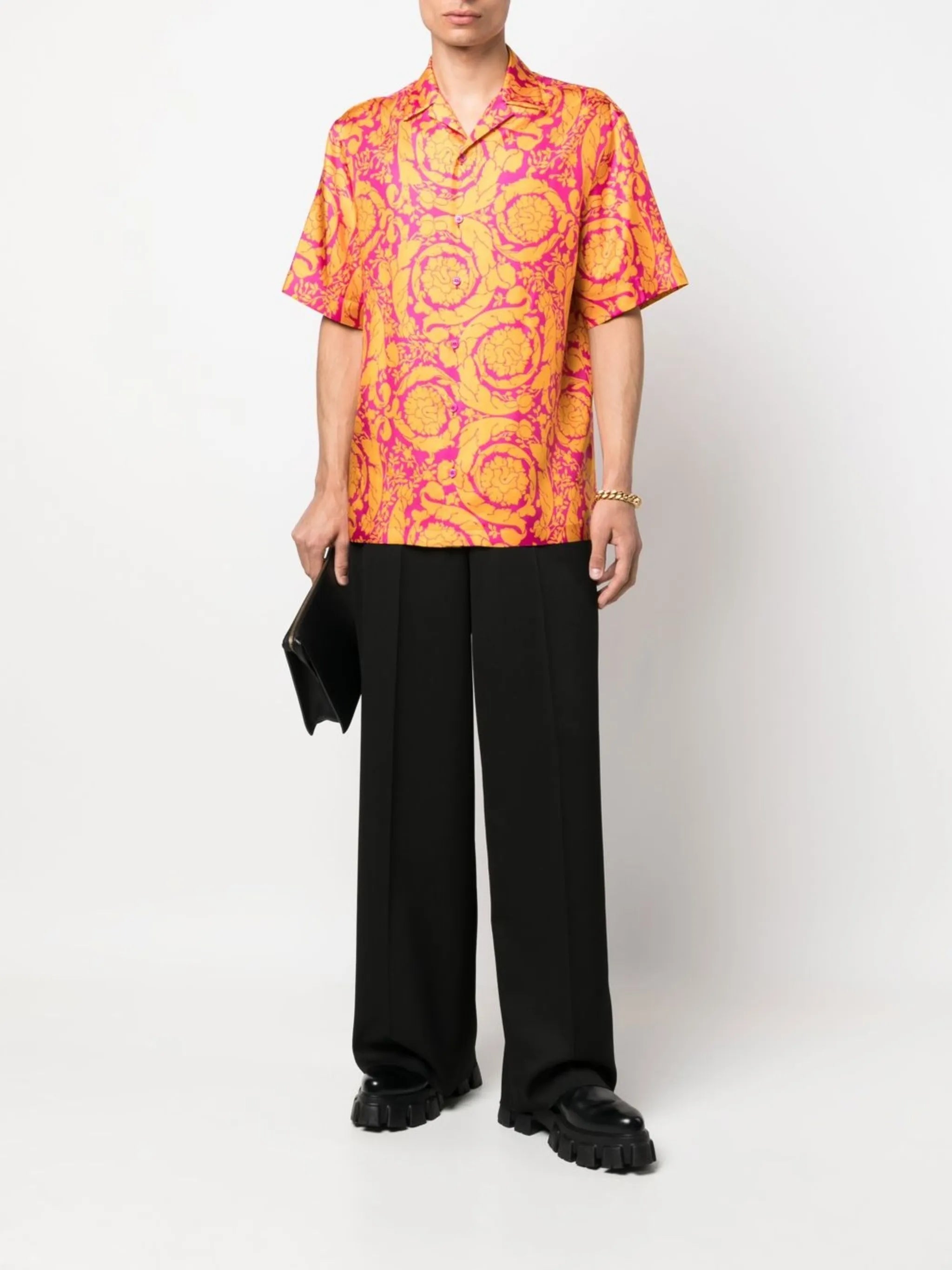 Barocco-print silk shirt