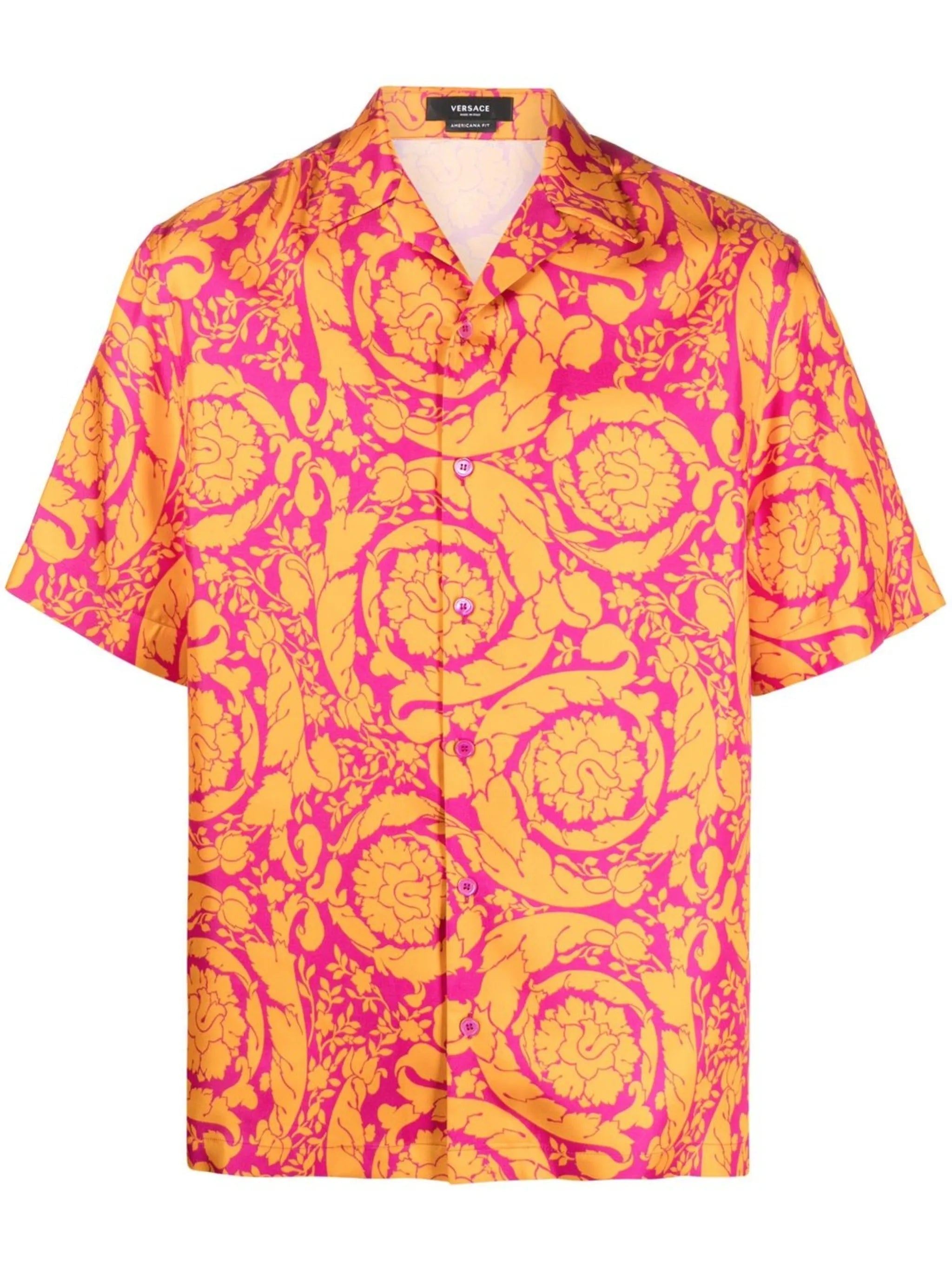 Barocco-print silk shirt