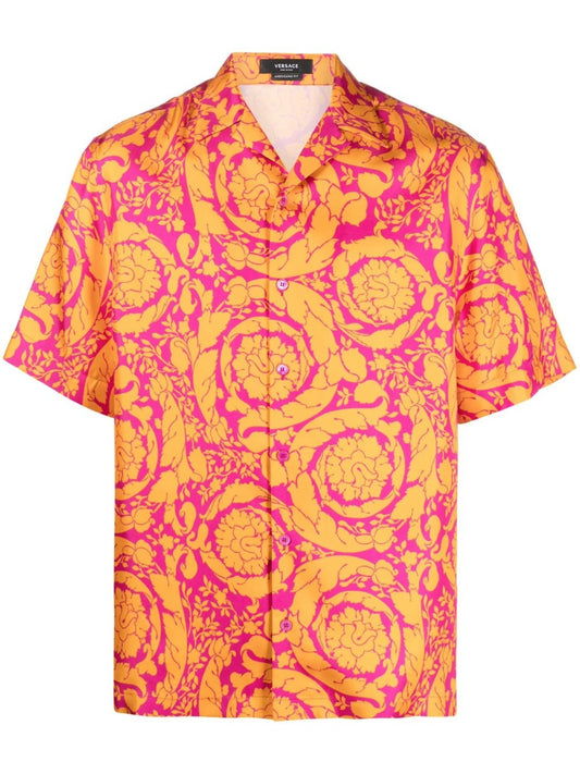 Barocco-print silk shirt