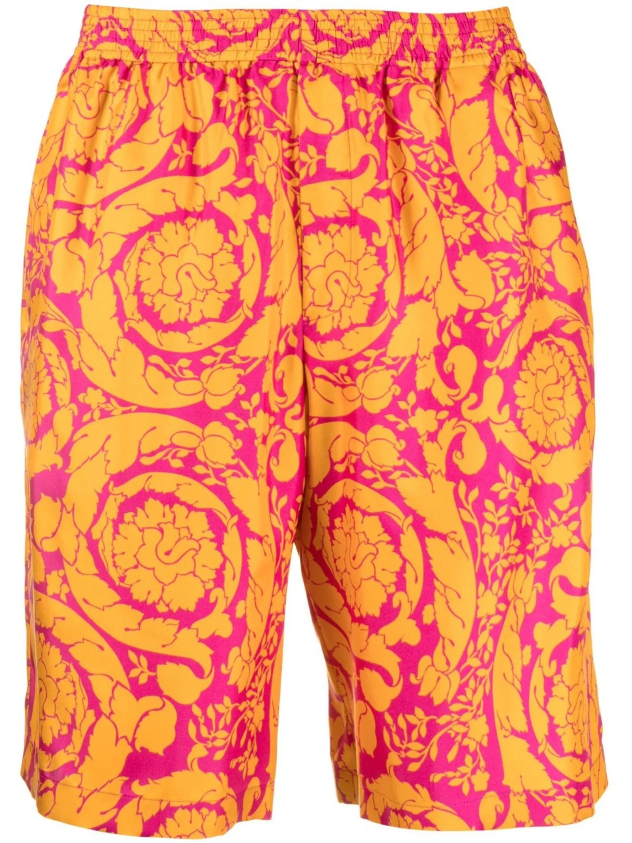 Barocco Silhouette-print silk shorts