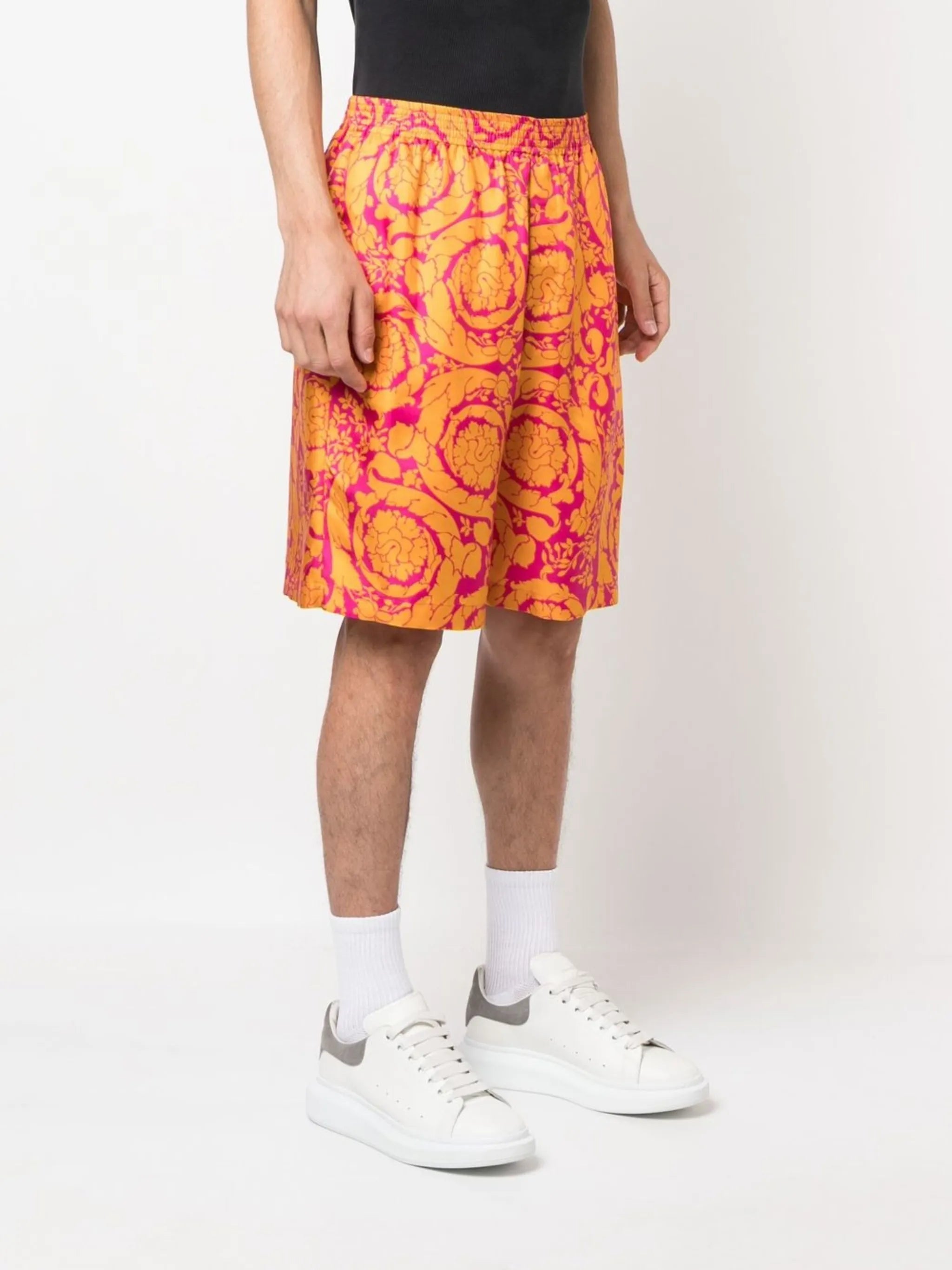 Barocco Silhouette-print silk shorts