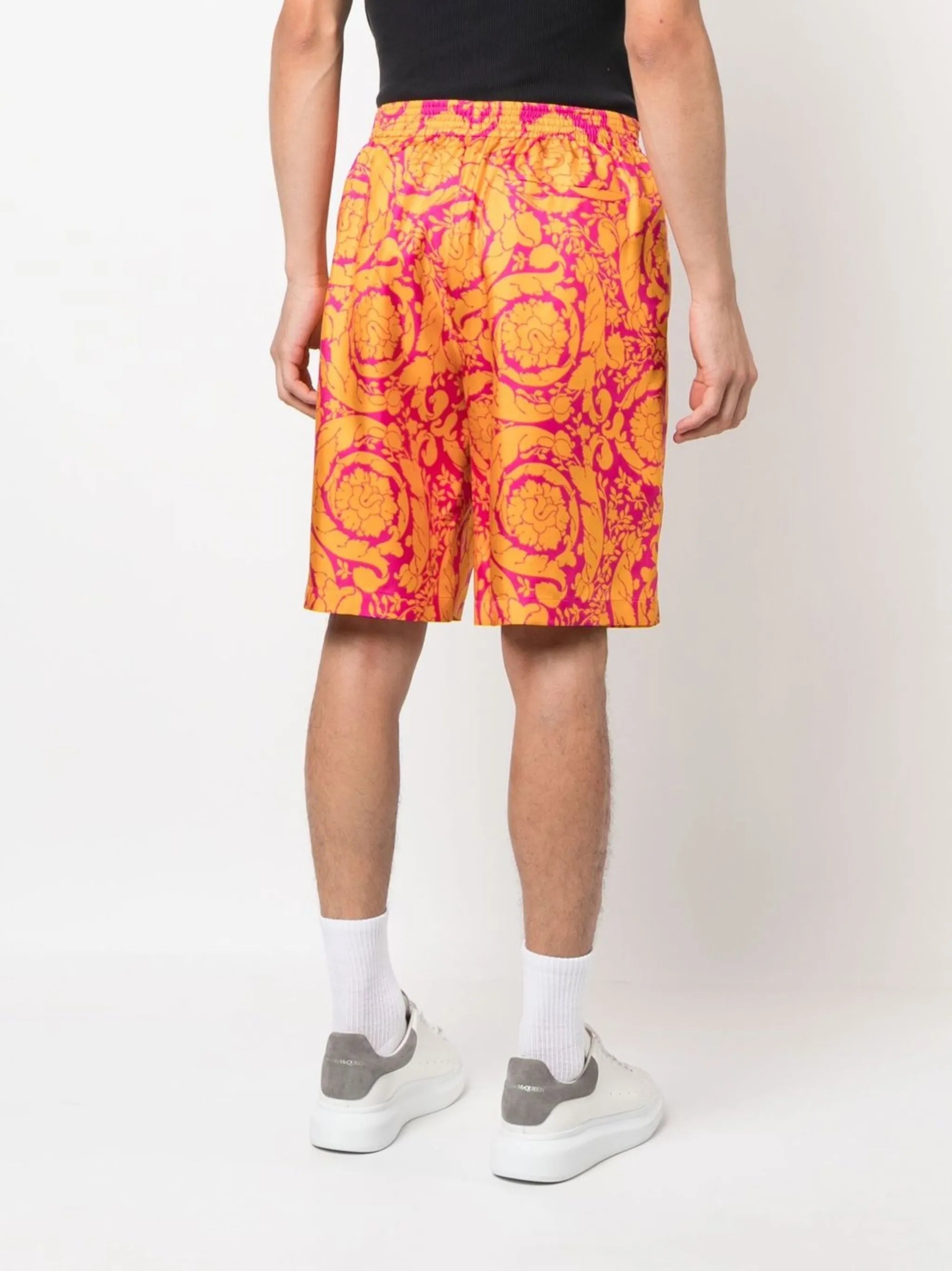 Barocco Silhouette-print silk shorts