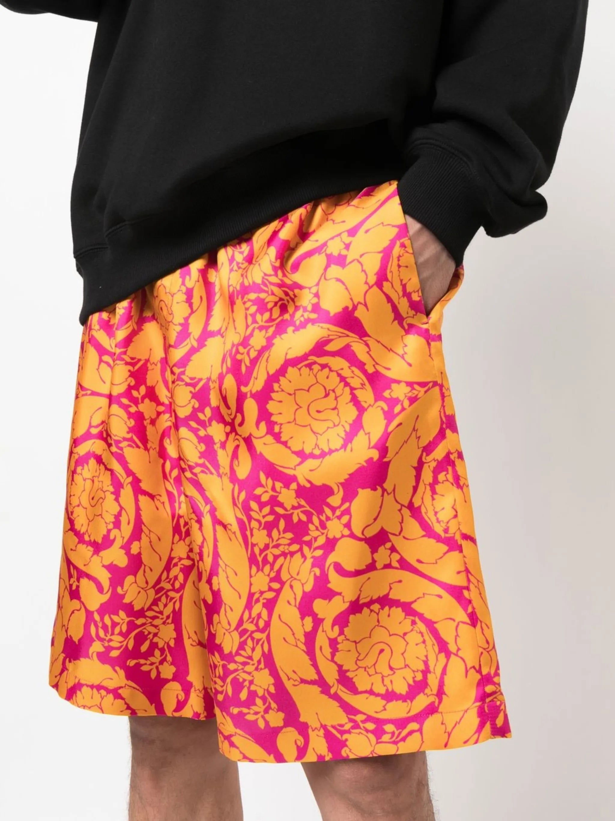 Barocco Silhouette-print silk shorts