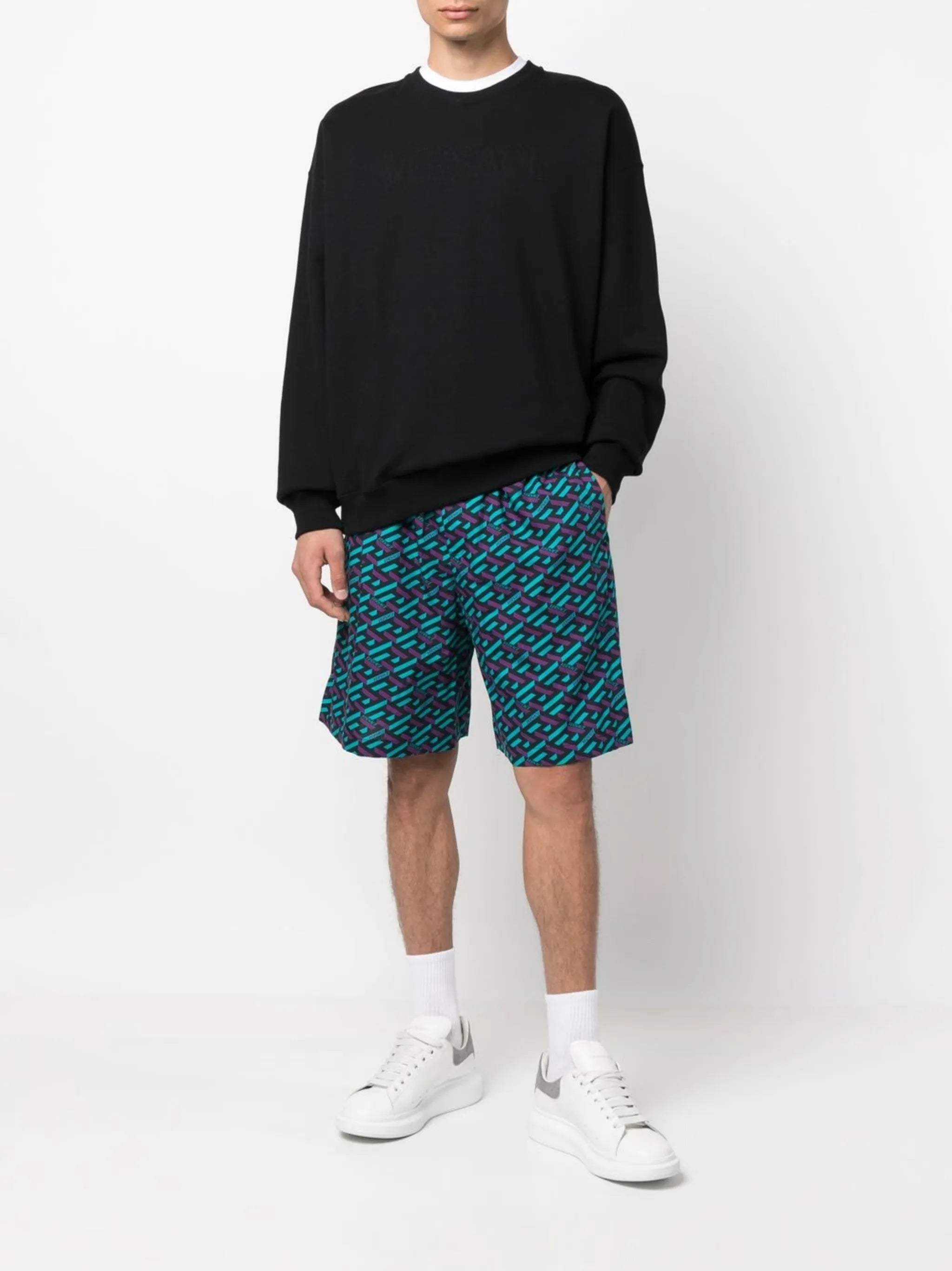 Le Greca print elasticated-waist shorts