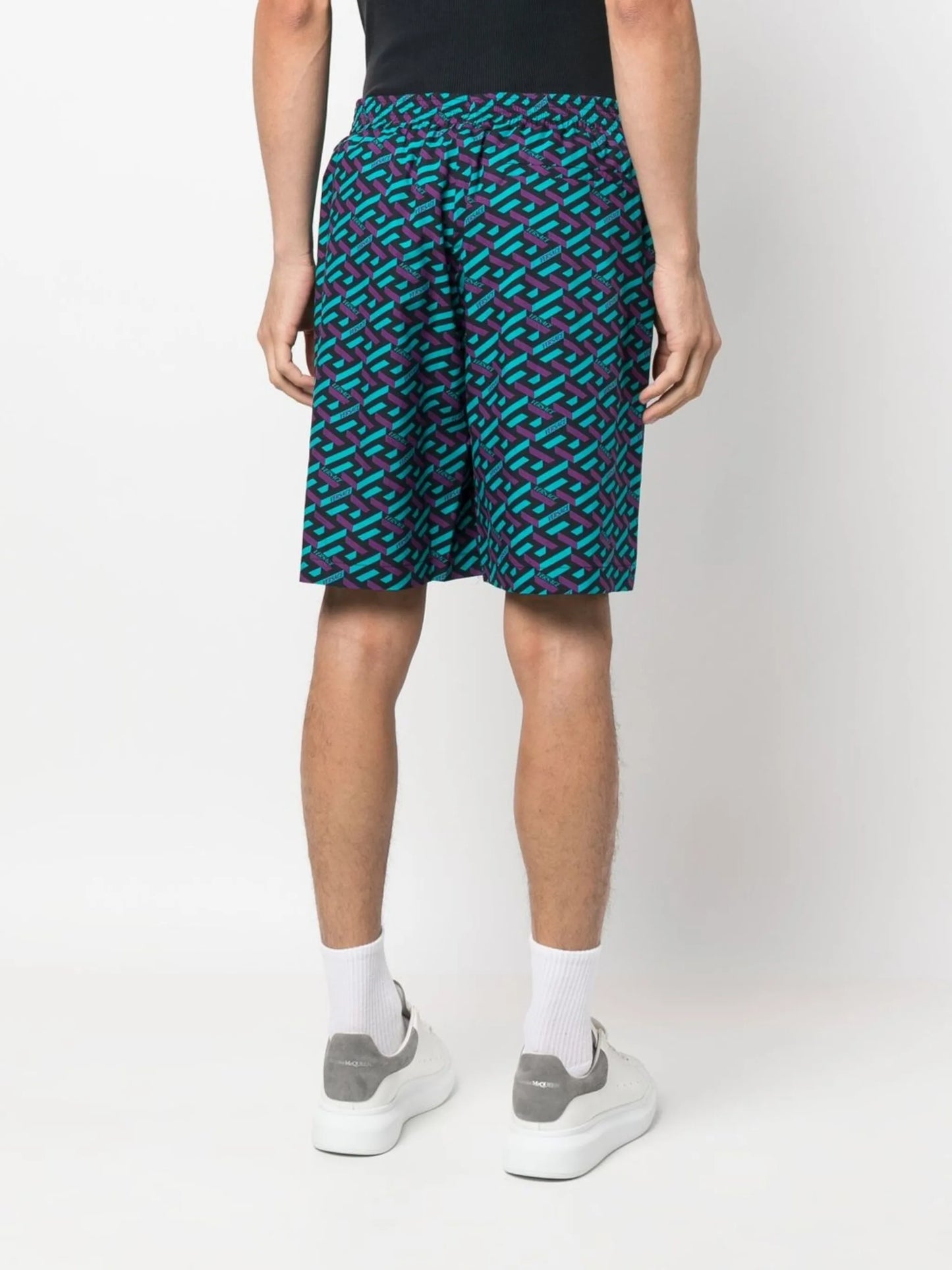 Le Greca print elasticated-waist shorts