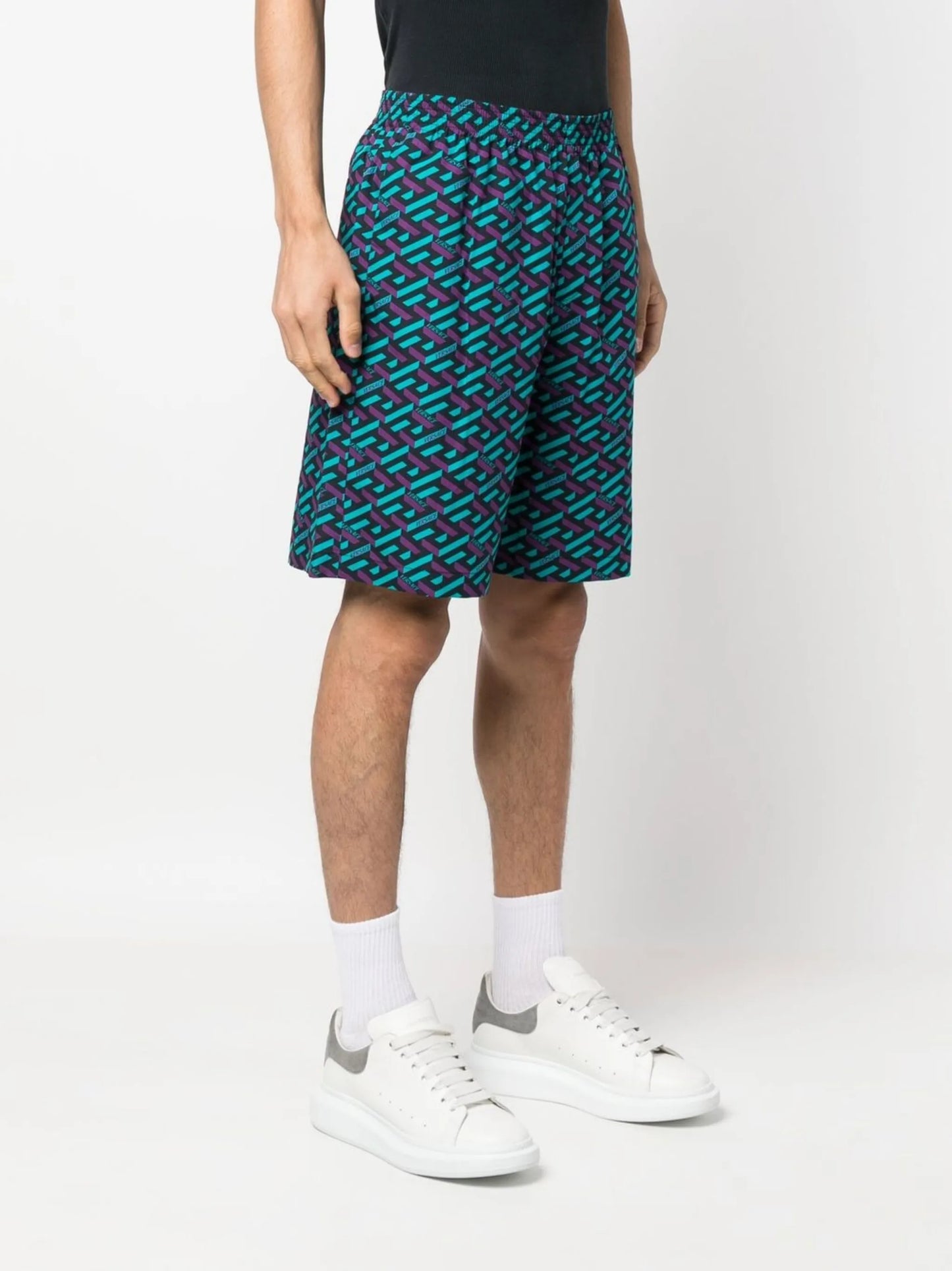 Le Greca print elasticated-waist shorts