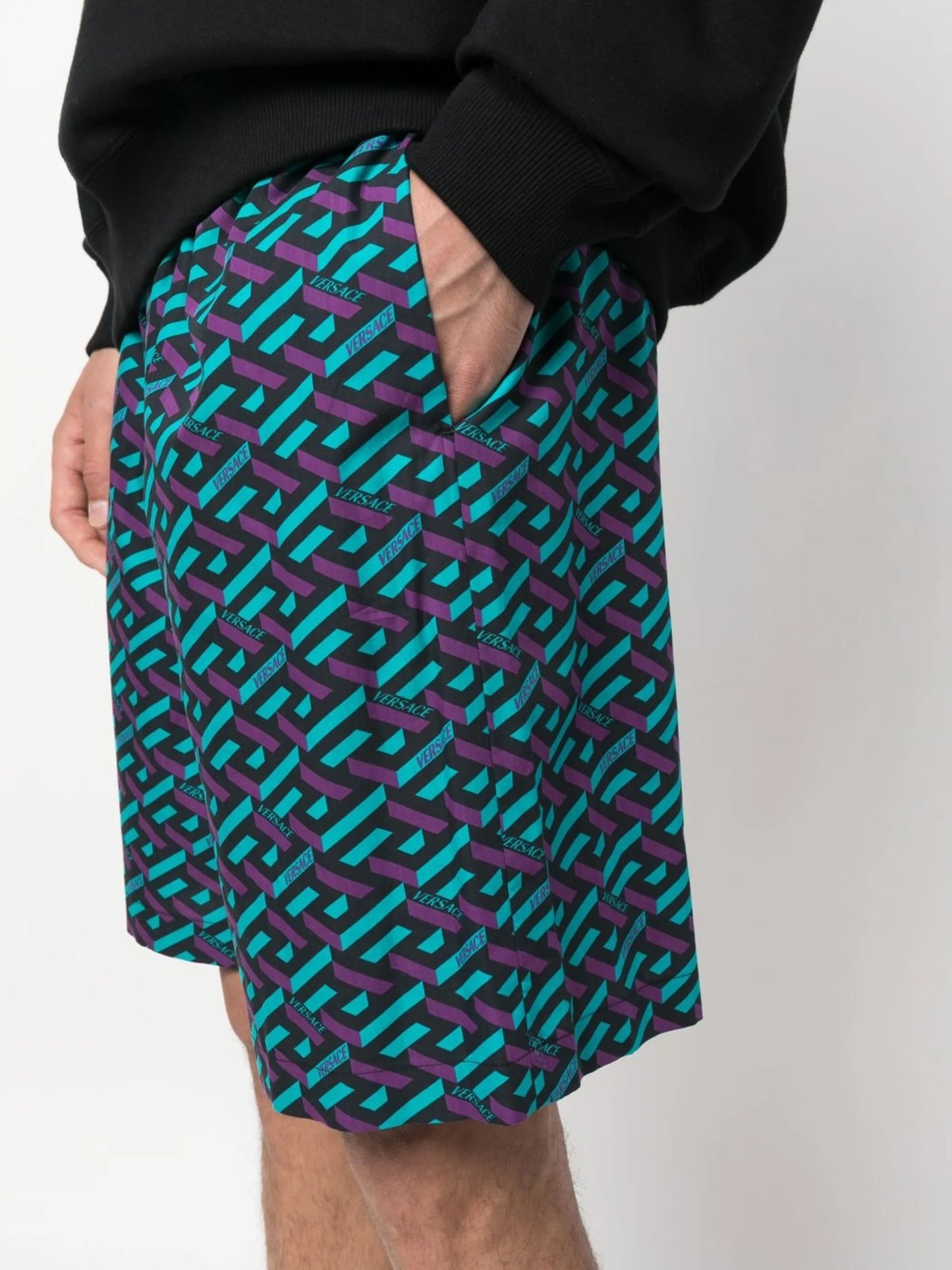 Le Greca print elasticated-waist shorts