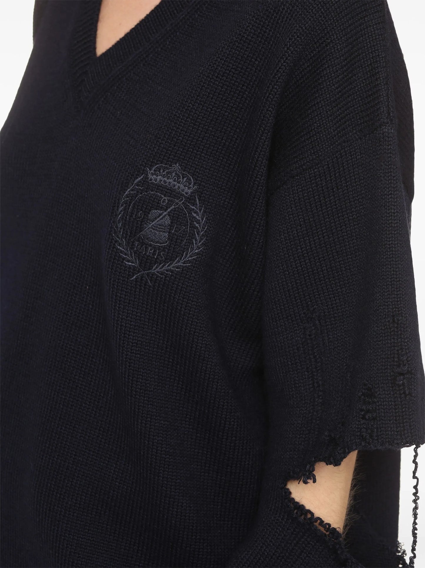 distressed-effect sweater