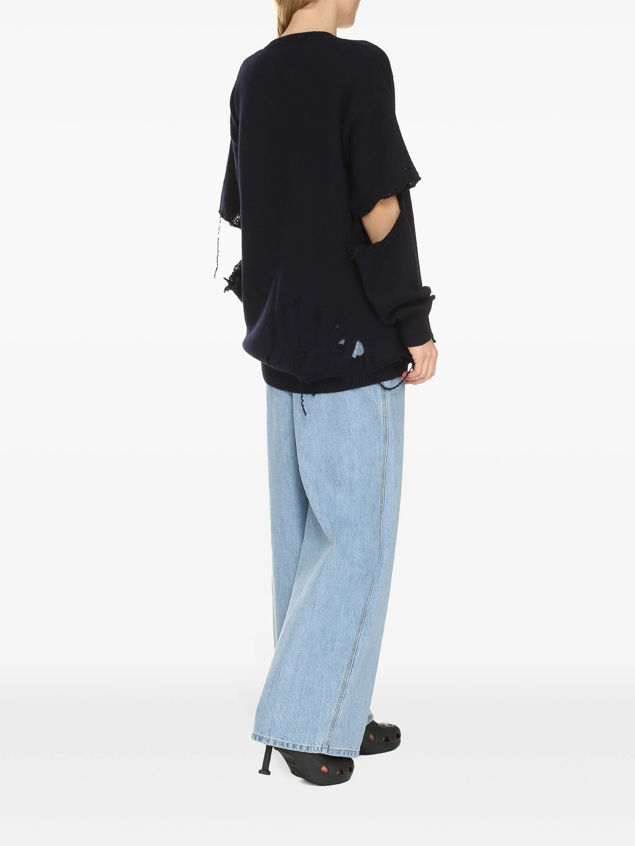 distressed-effect sweater