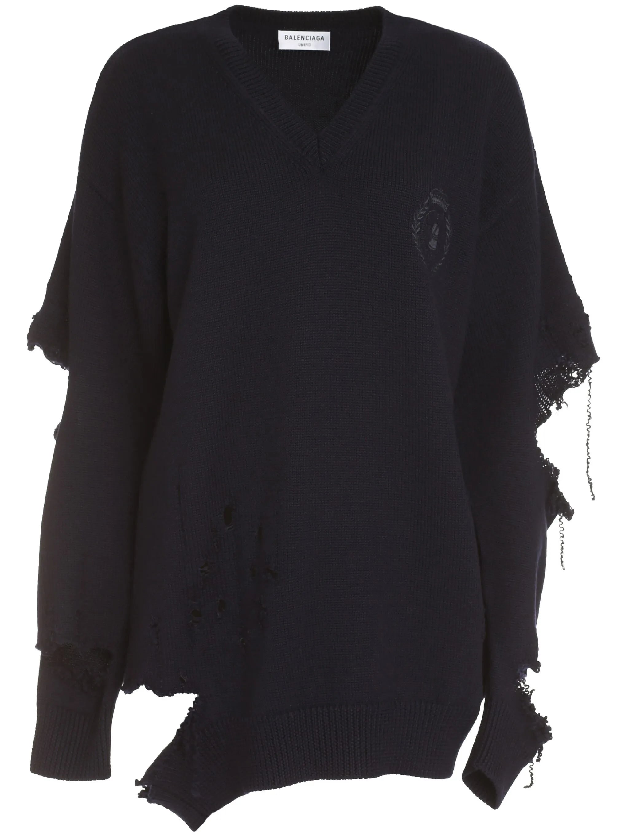 distressed-effect sweater