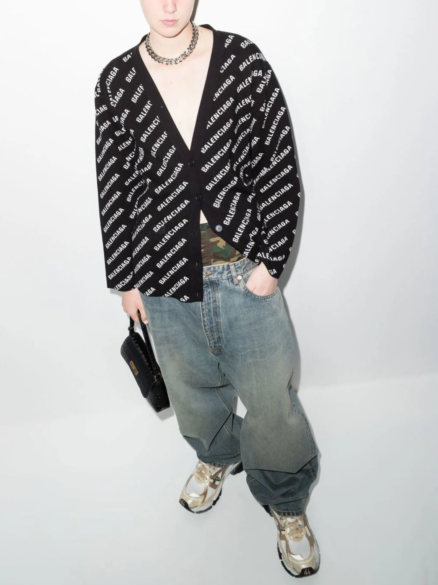 all-over logo cardigan