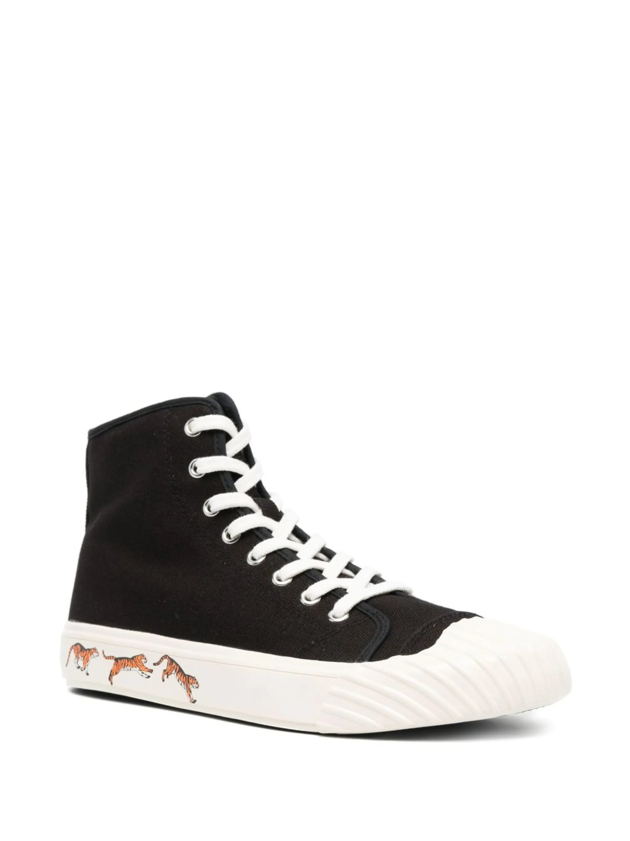 tiger-print high-top sneakers