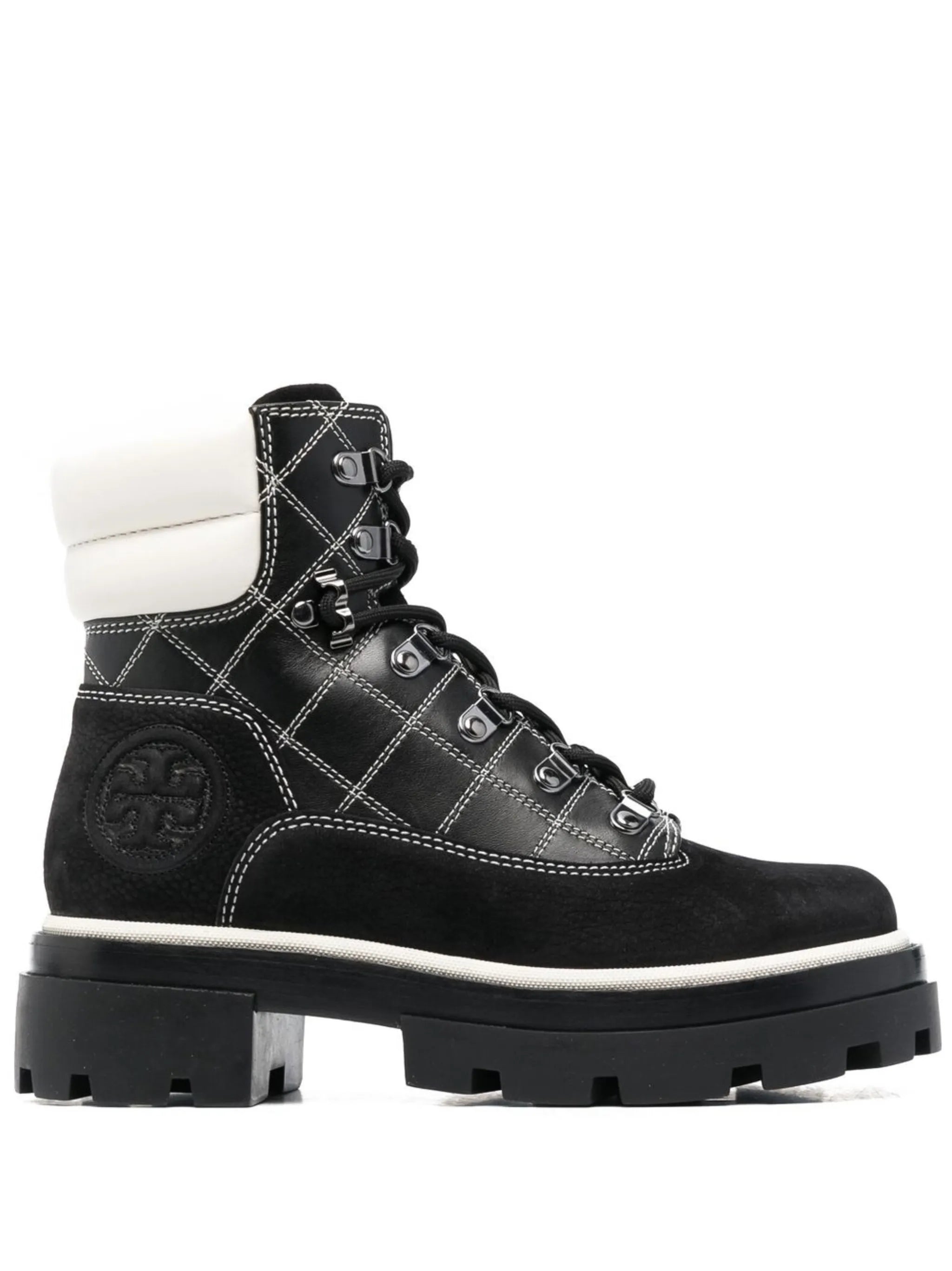 square-motif leather boots