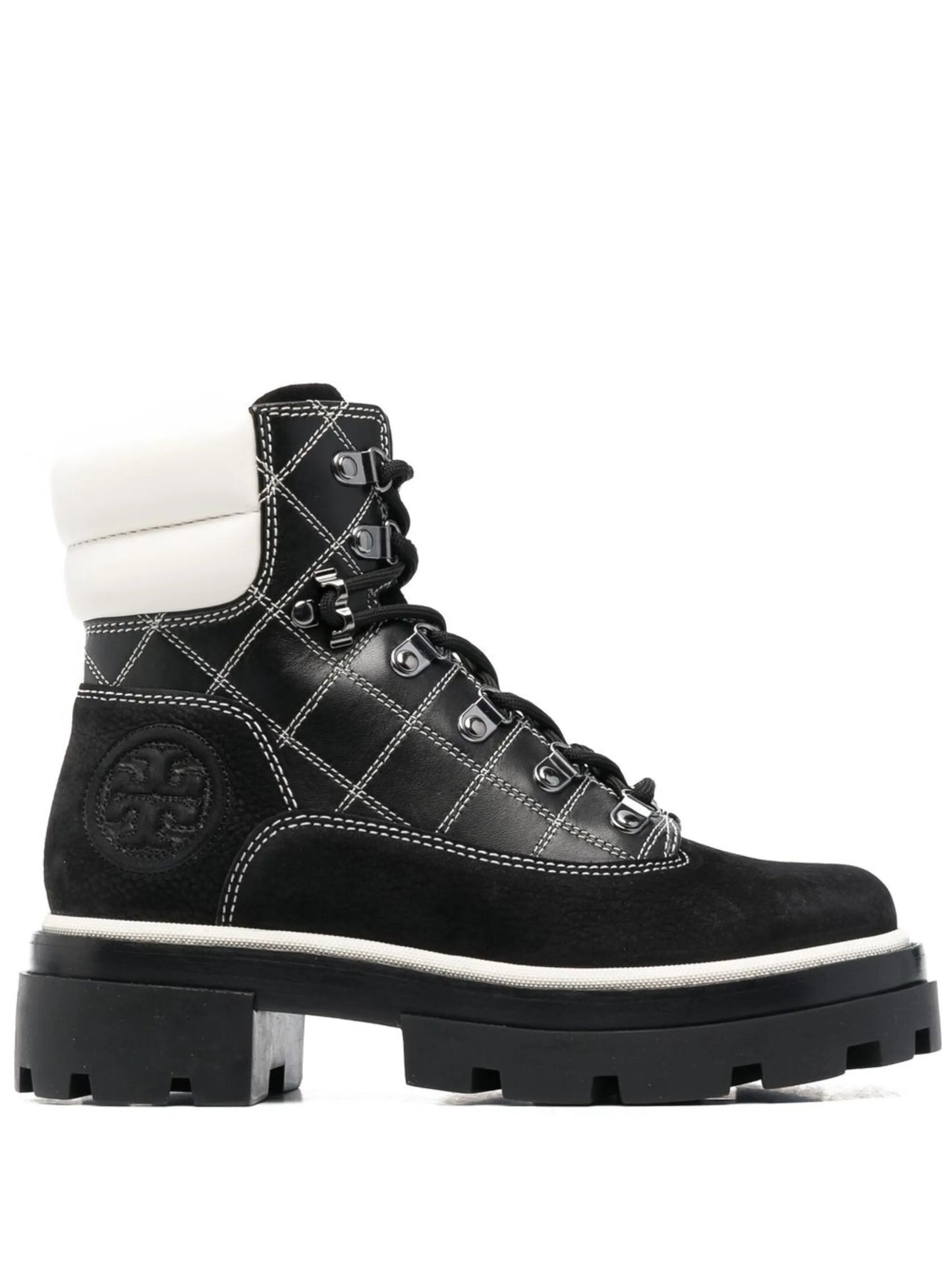 square-motif leather boots