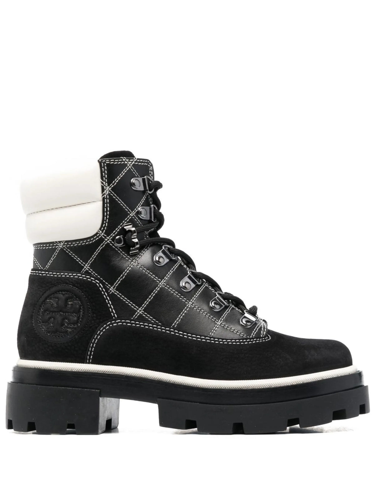 square-motif leather boots