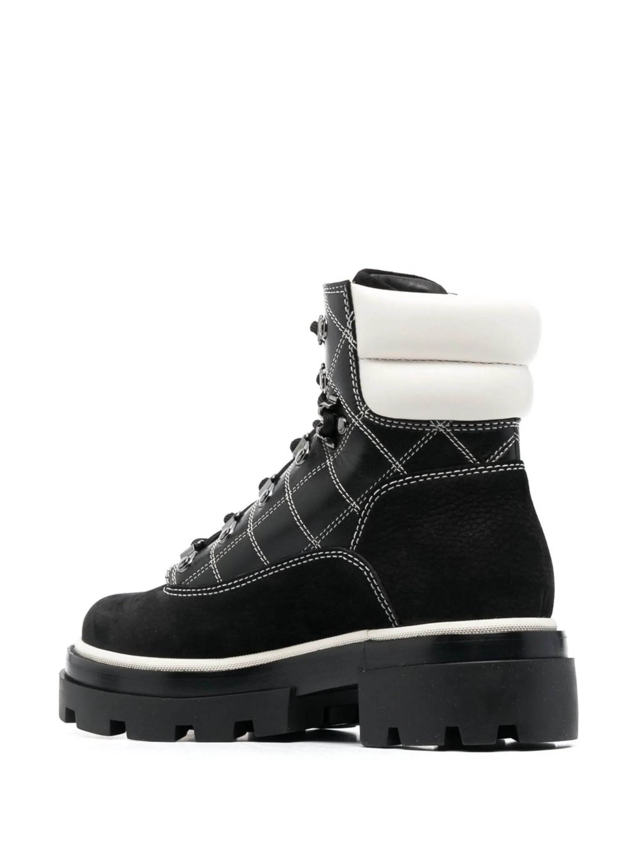 square-motif leather boots