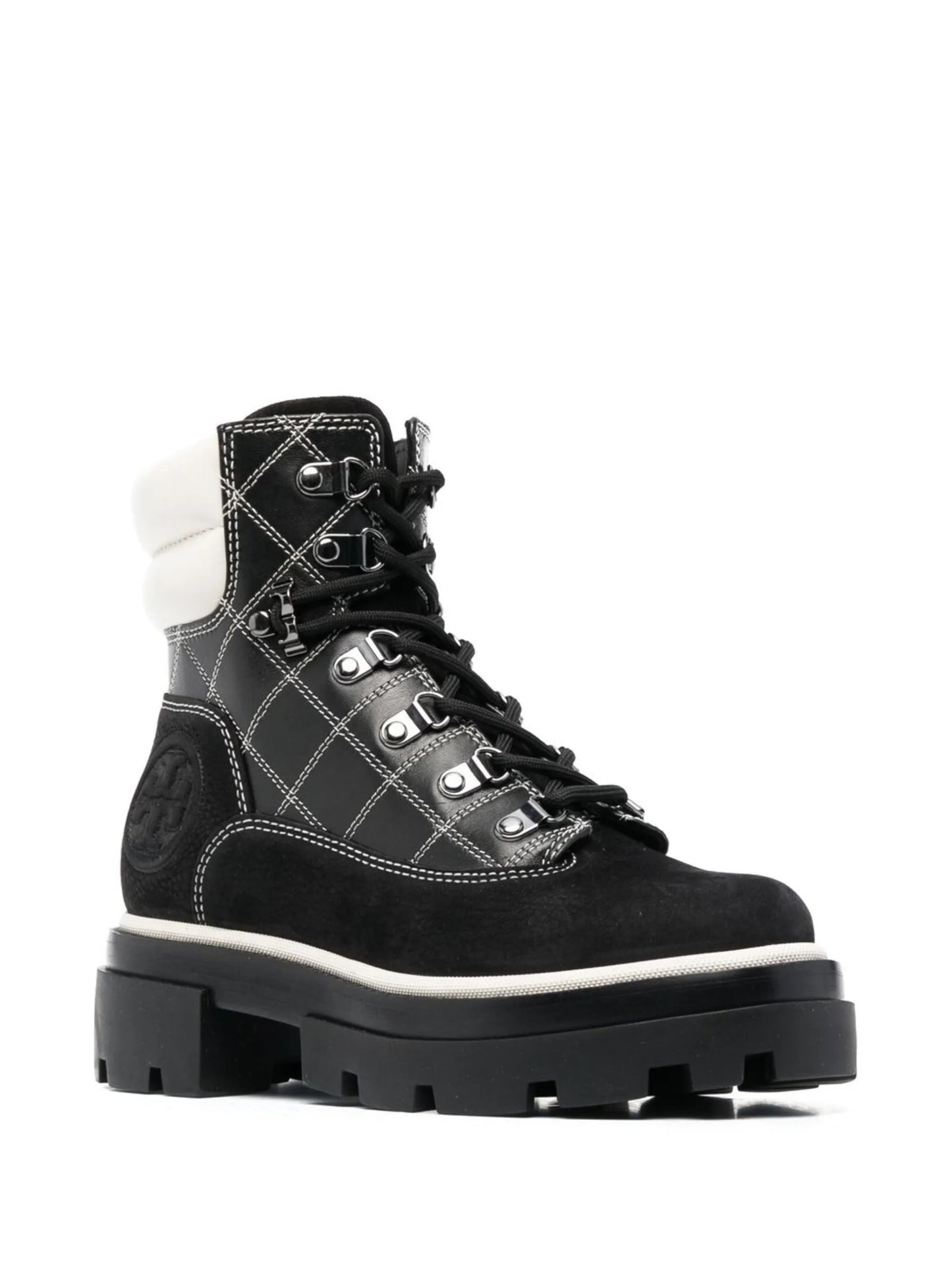 square-motif leather boots