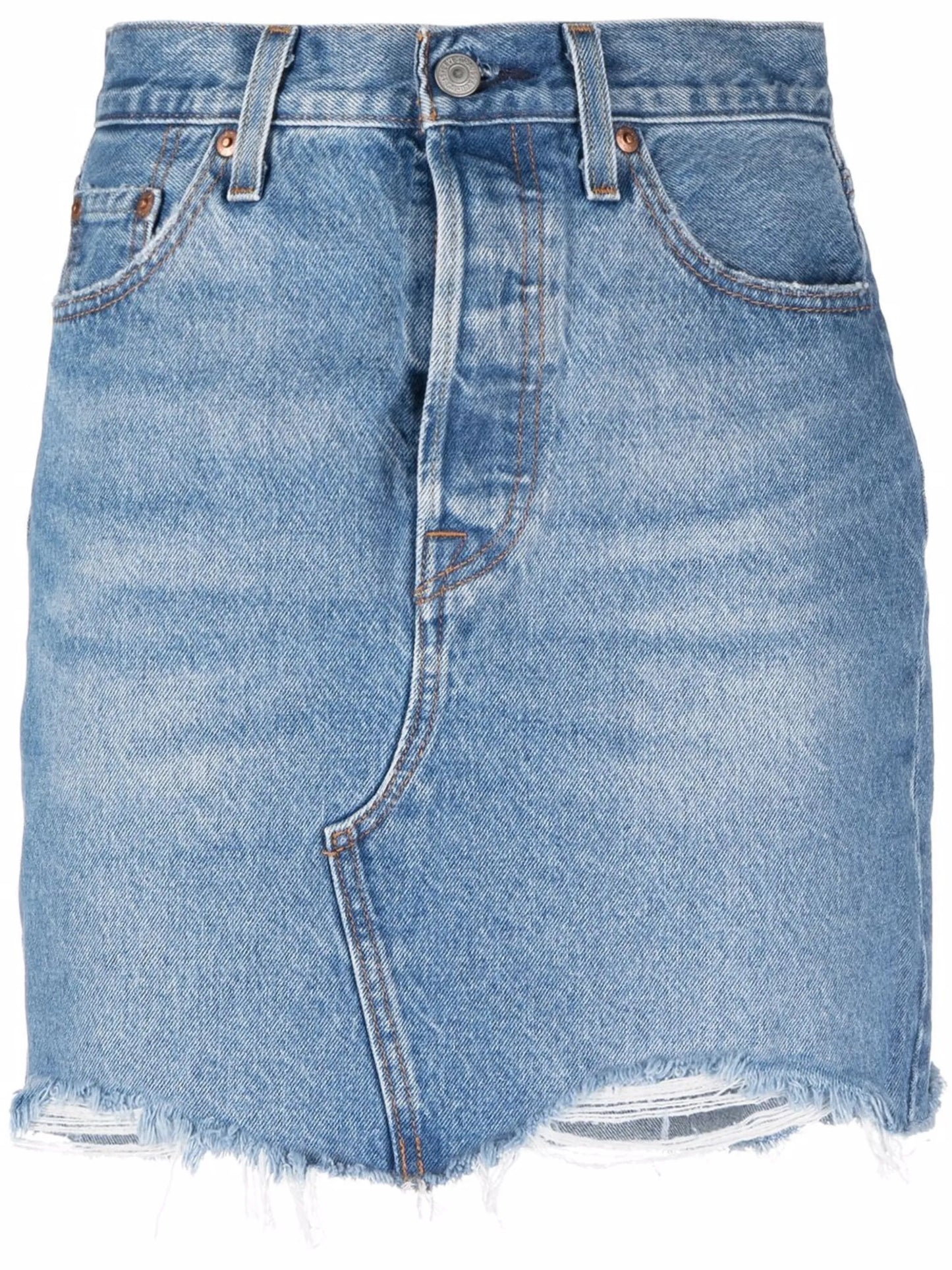 high-waisted denim miniskirt