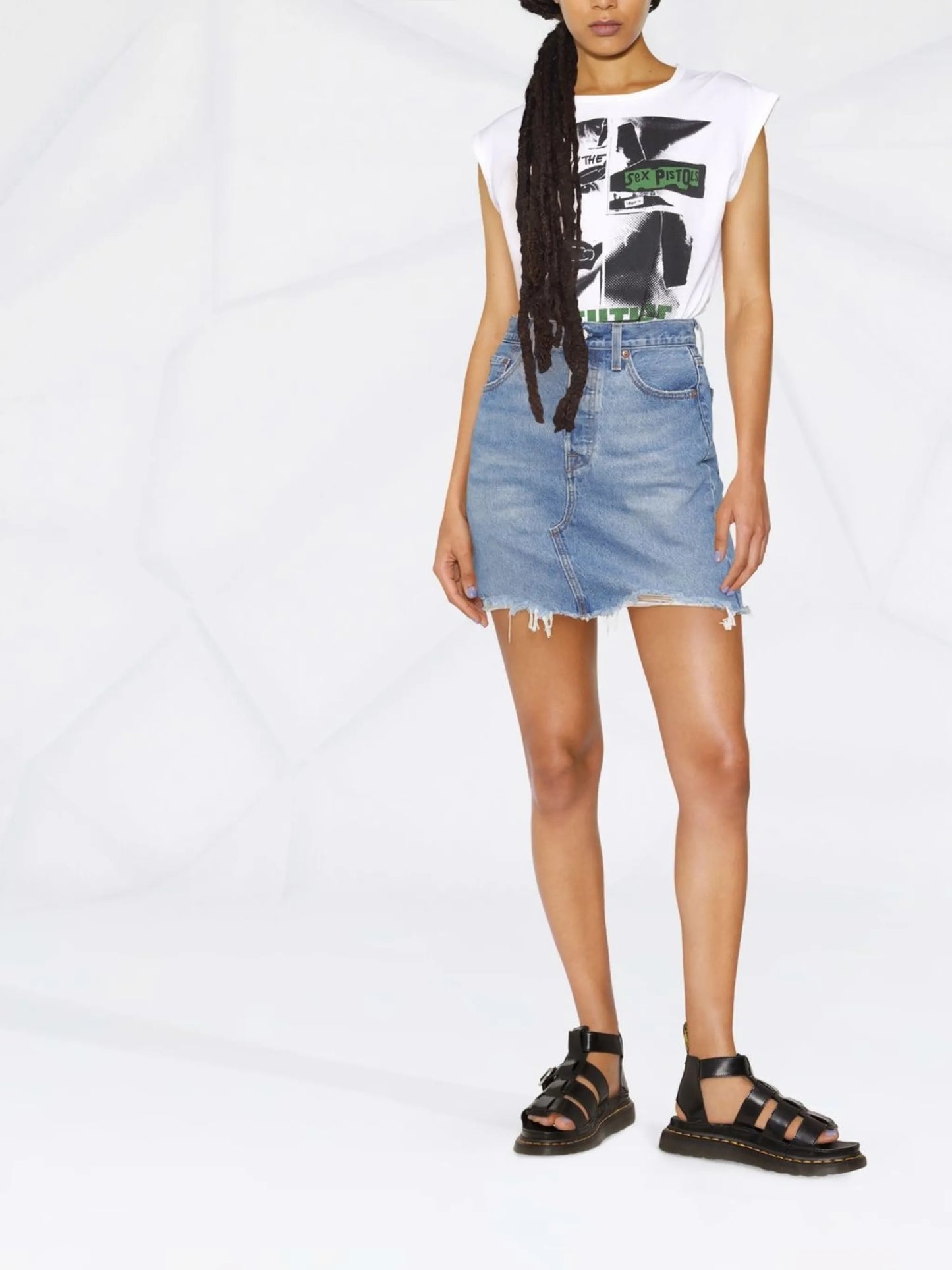 high-waisted denim miniskirt