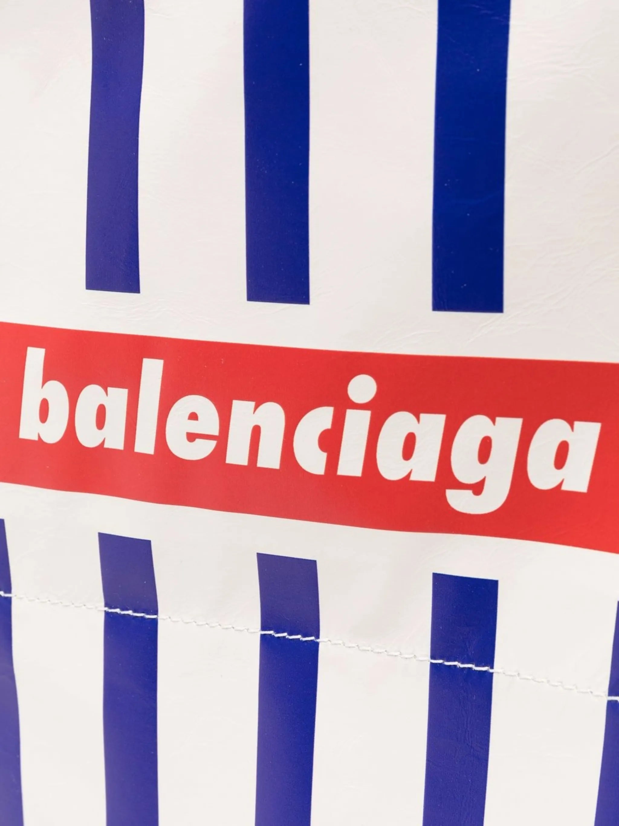 striped logo tote bag
