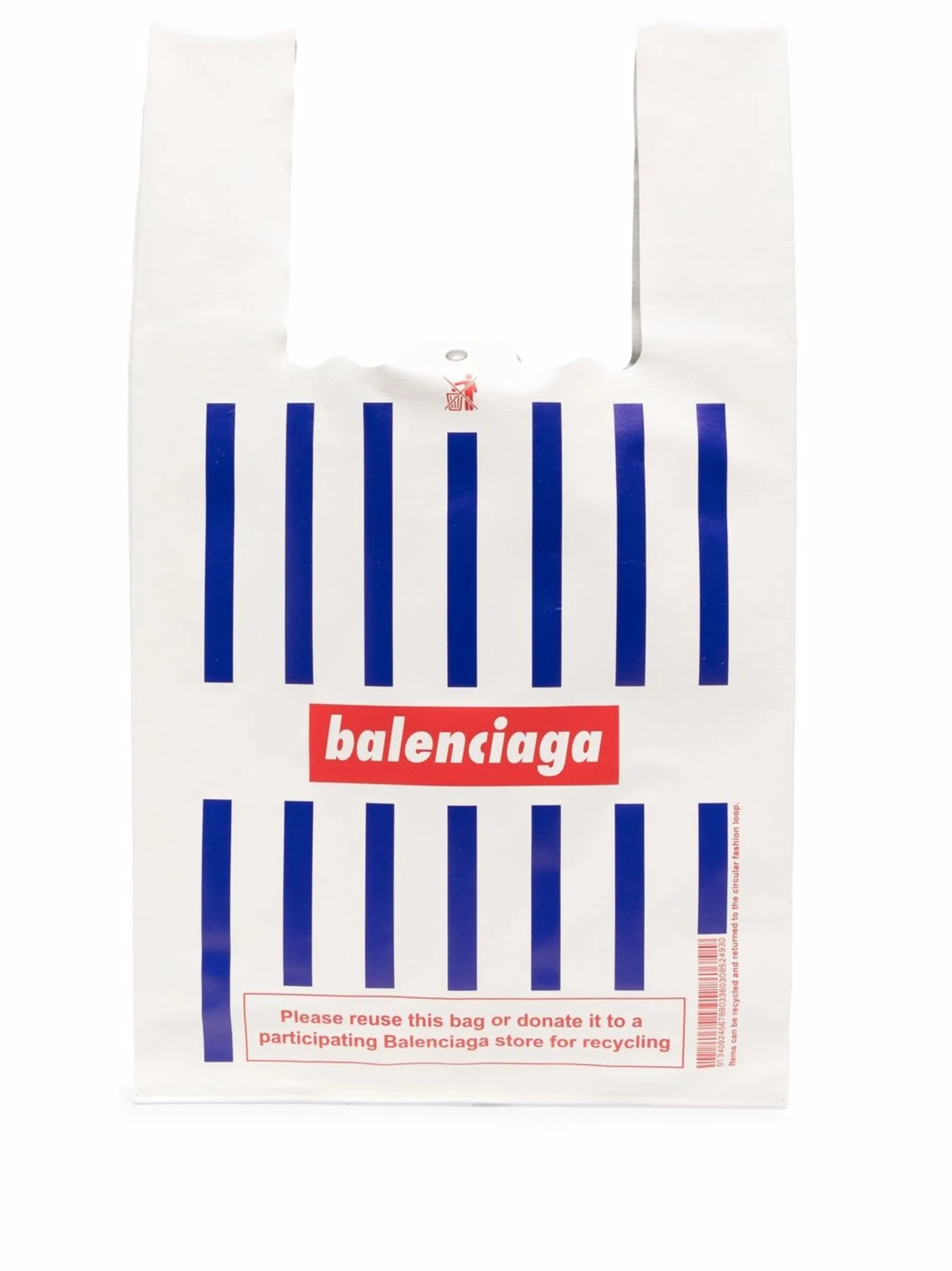 striped logo tote bag