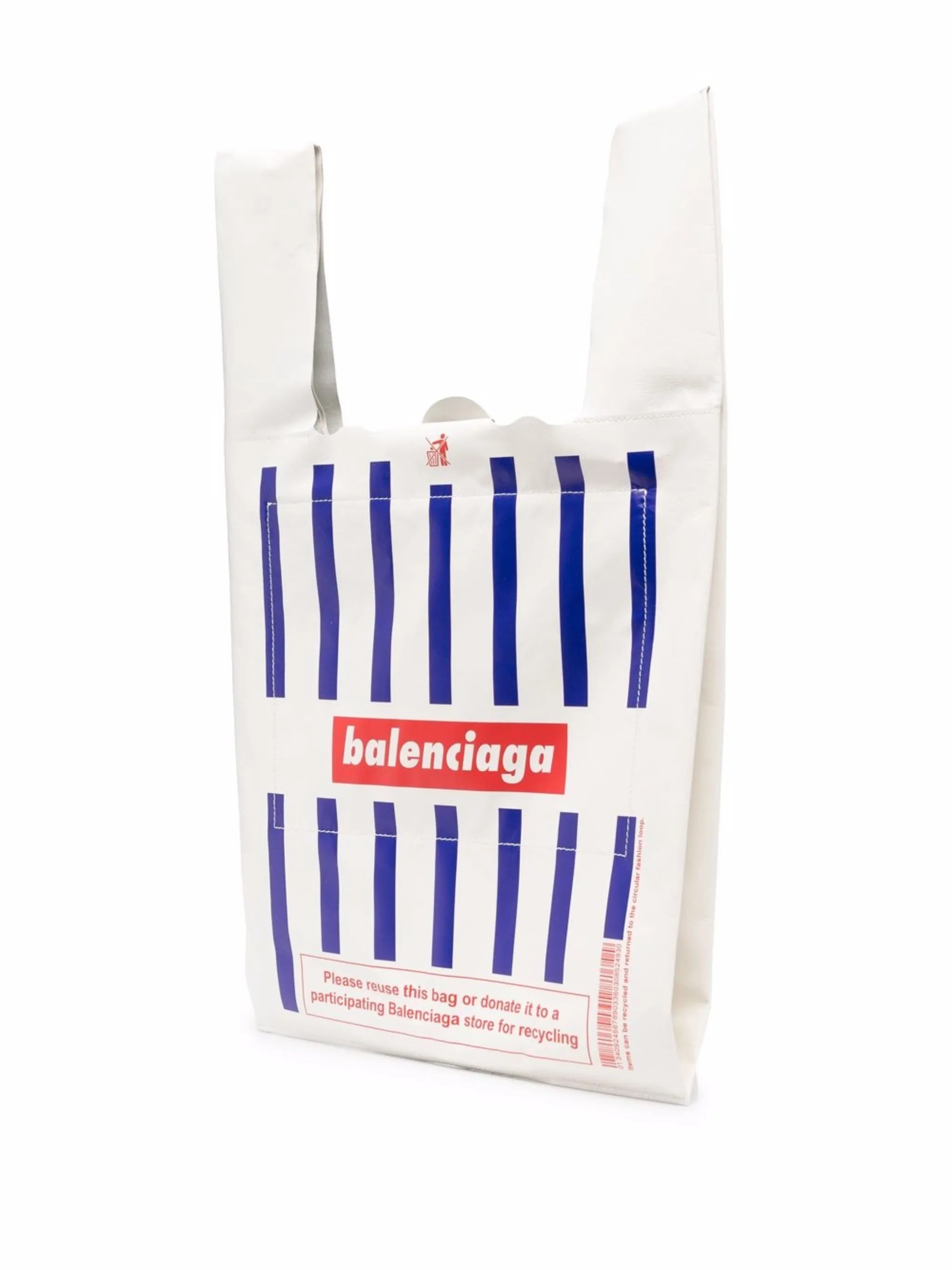striped logo tote bag