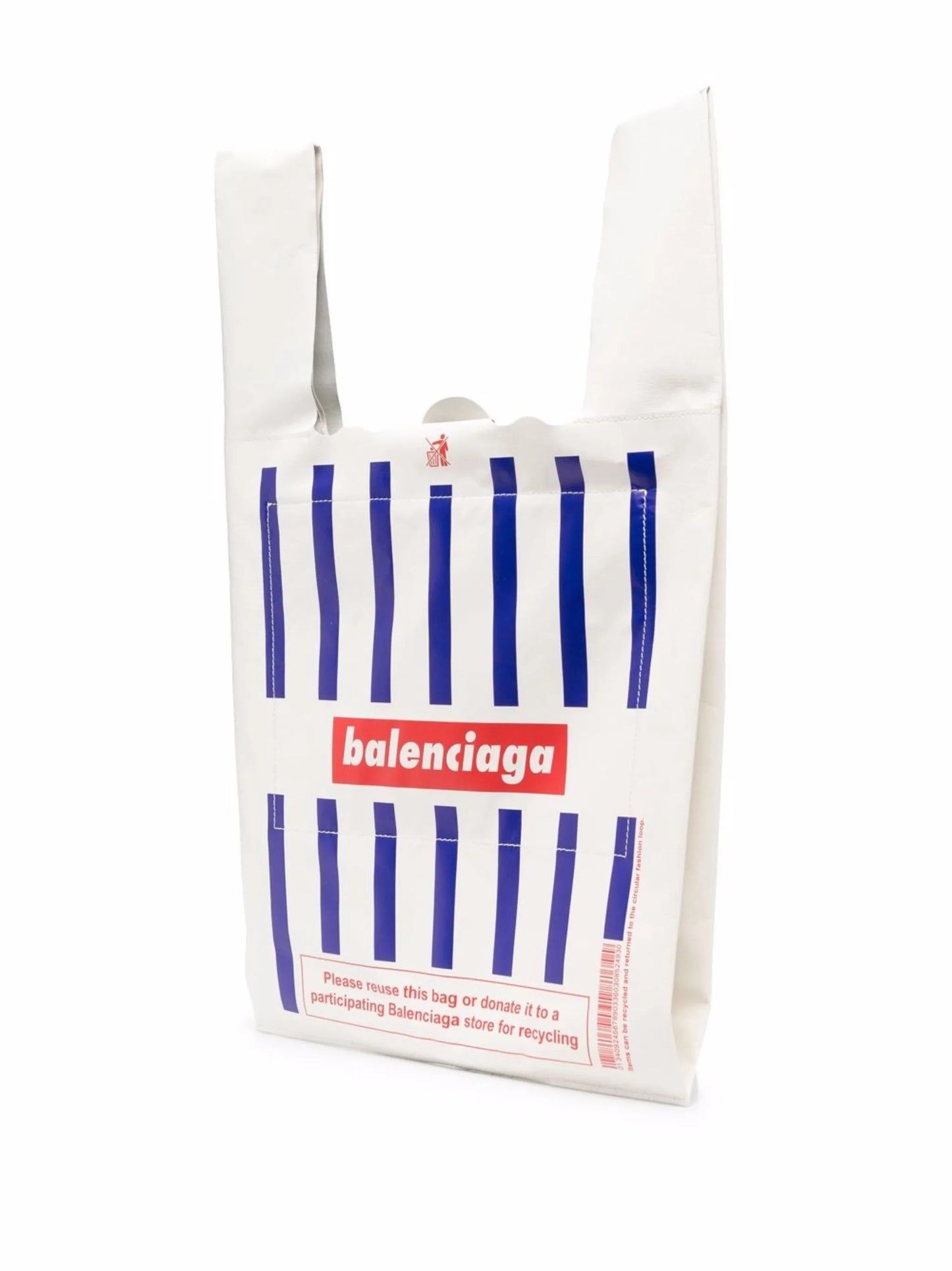 striped logo tote bag