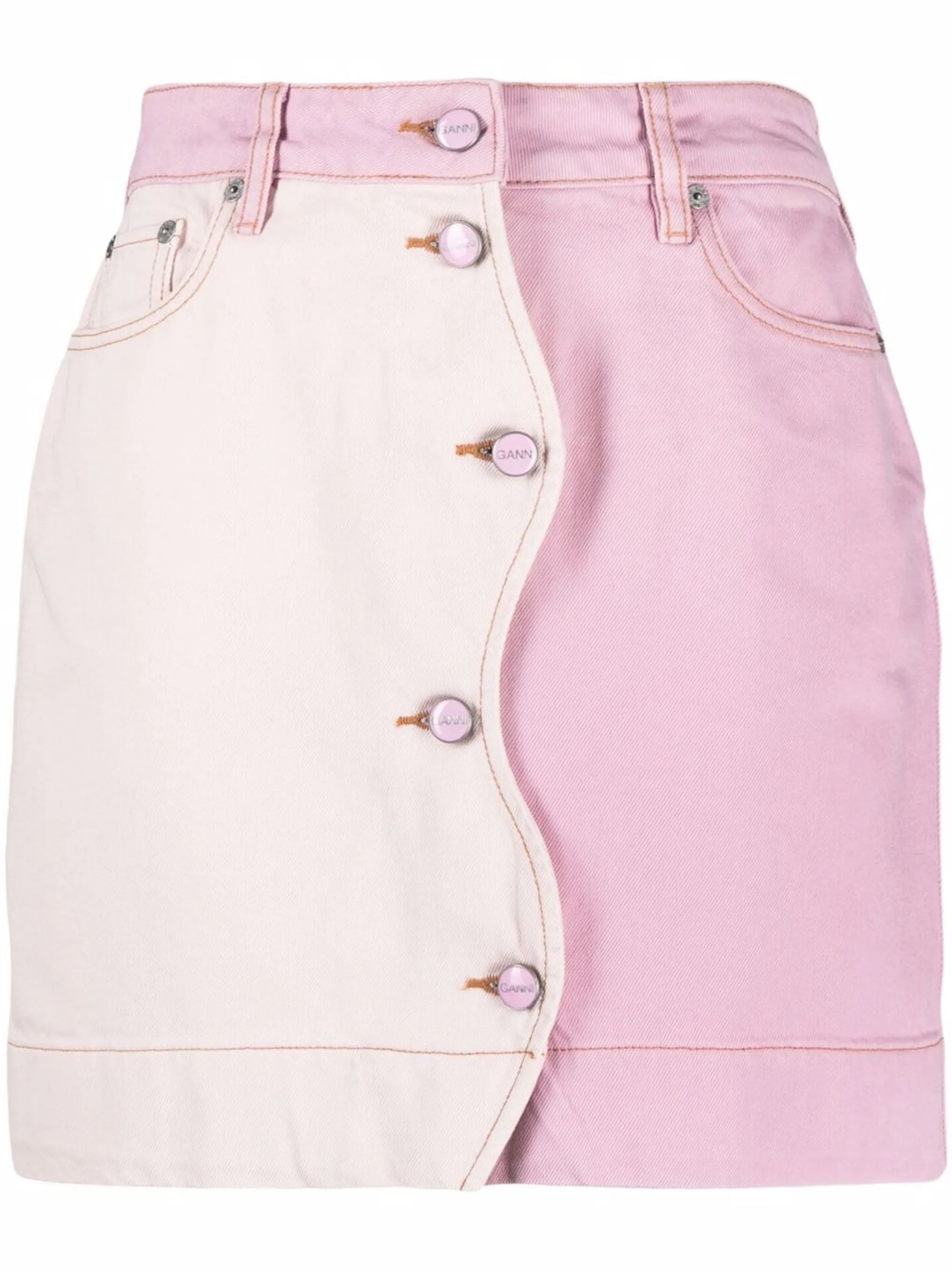 panelled denim mini skirt