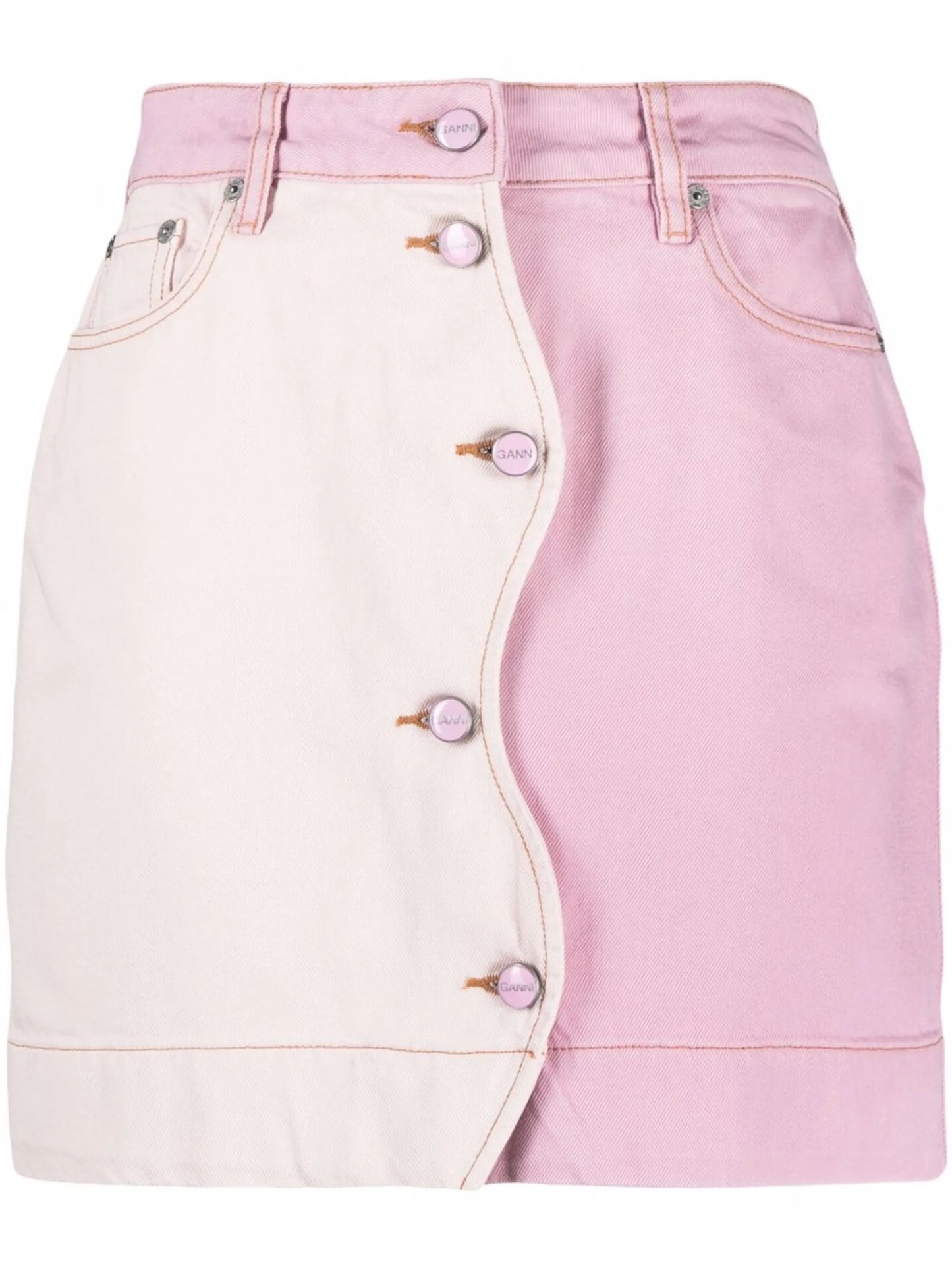 panelled denim mini skirt