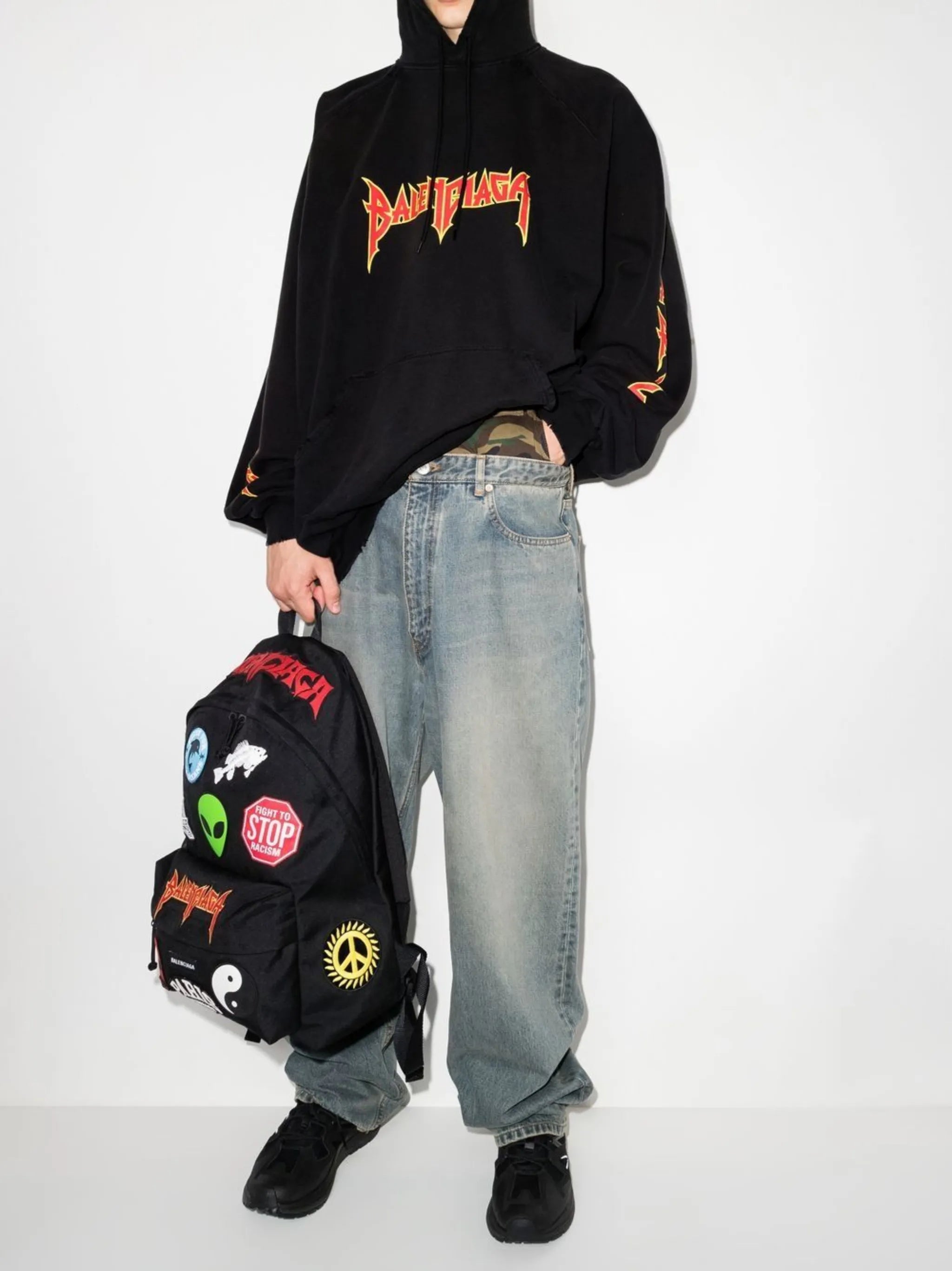 metal logo oversized hoodie