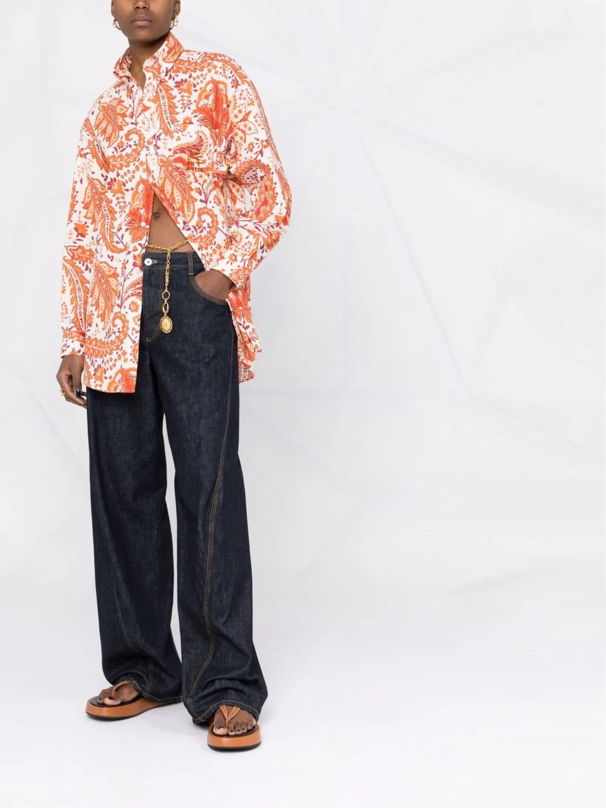 paisley-print button-up shirt