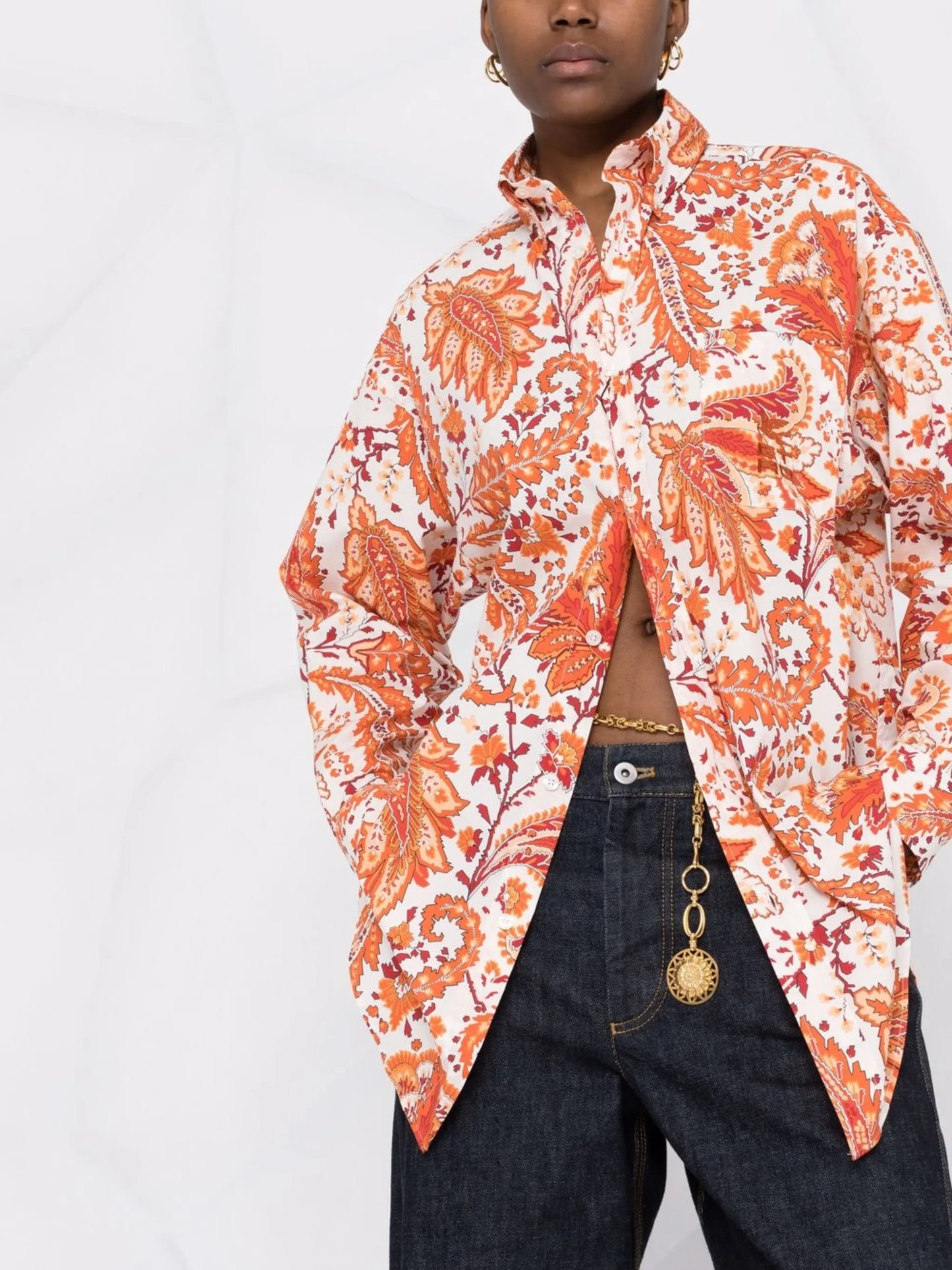 paisley-print button-up shirt