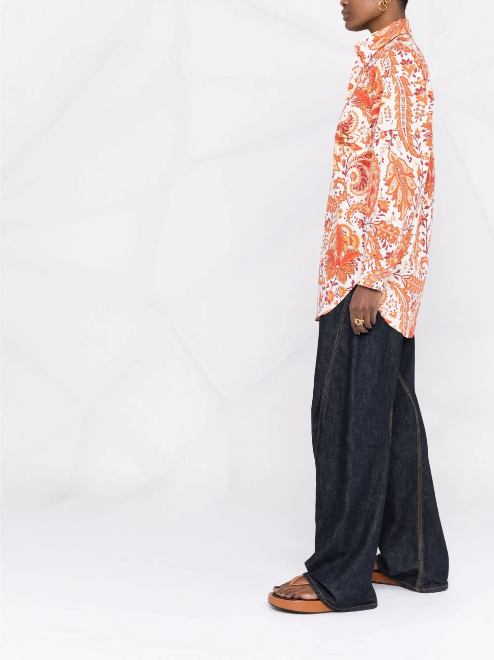 paisley-print button-up shirt