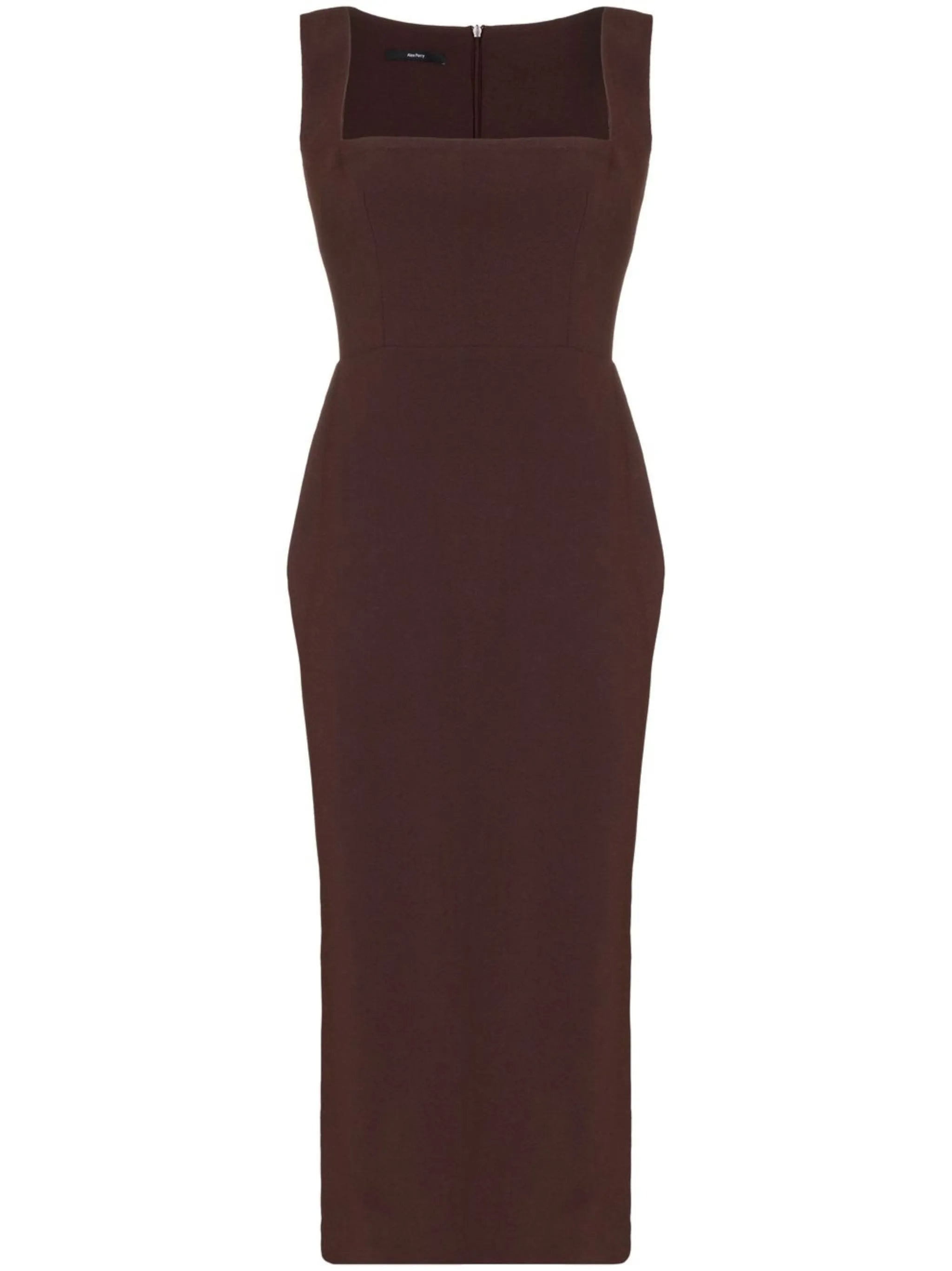 Steel square-neck fitted midi dress