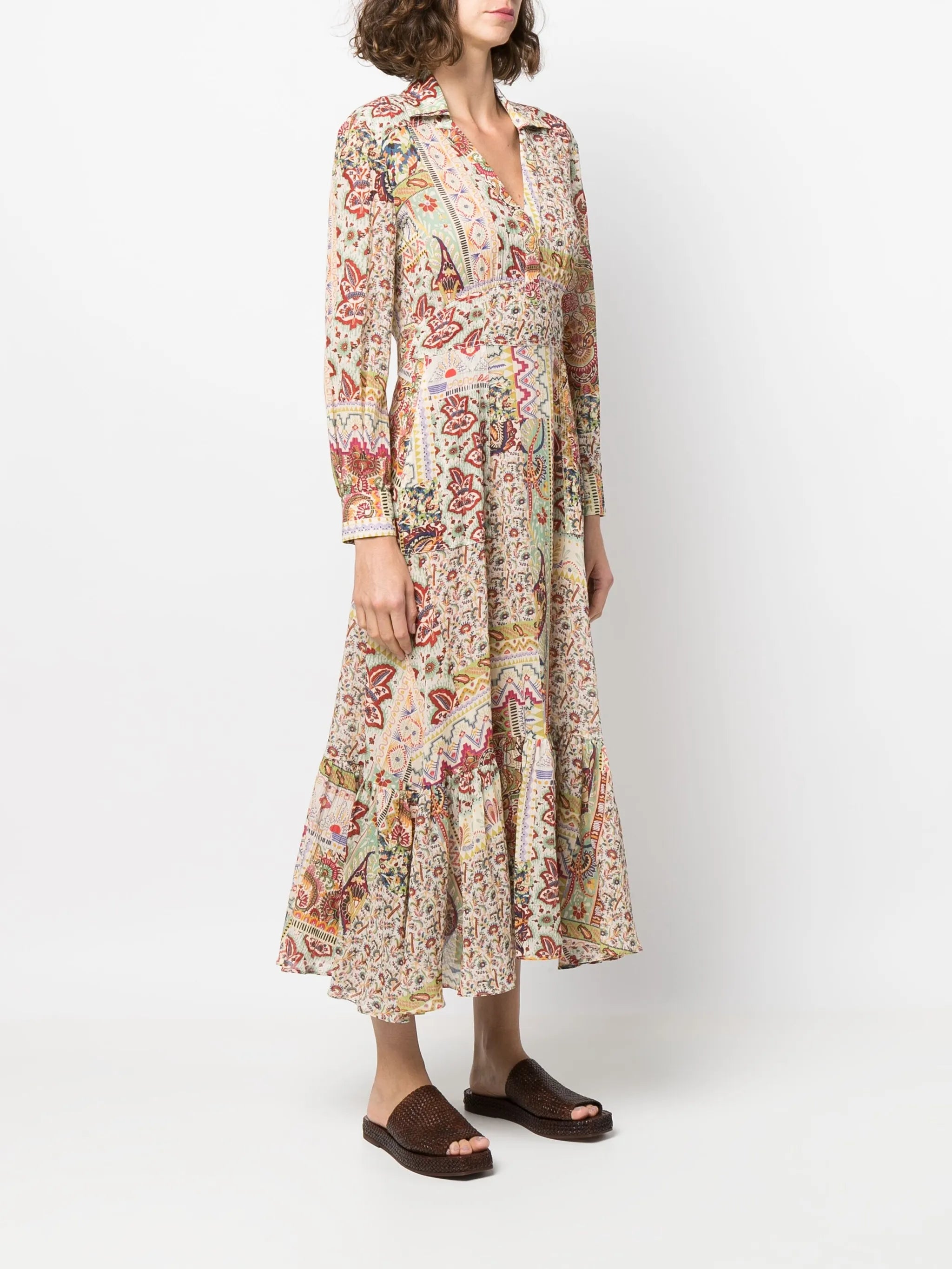 paisley-print midi dress