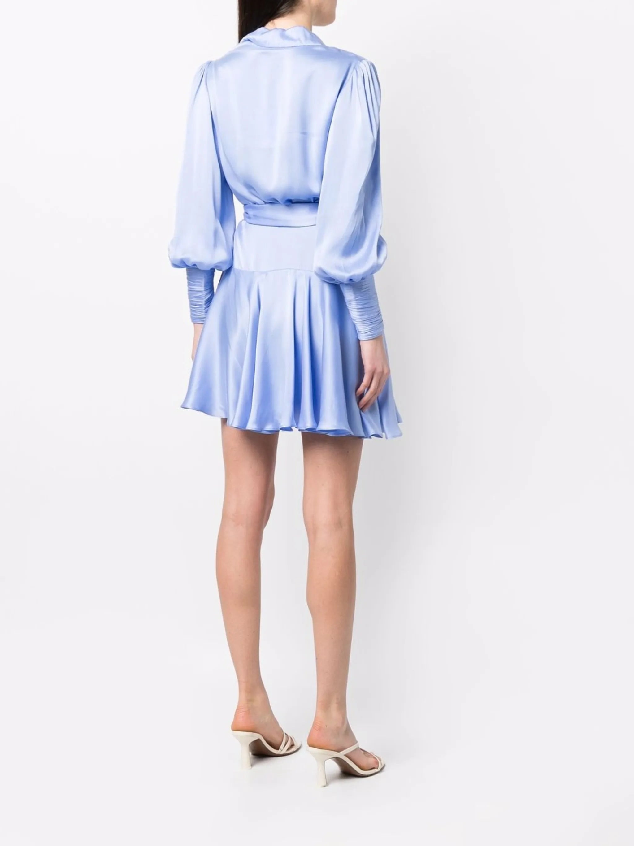 wraparound silk mini dress