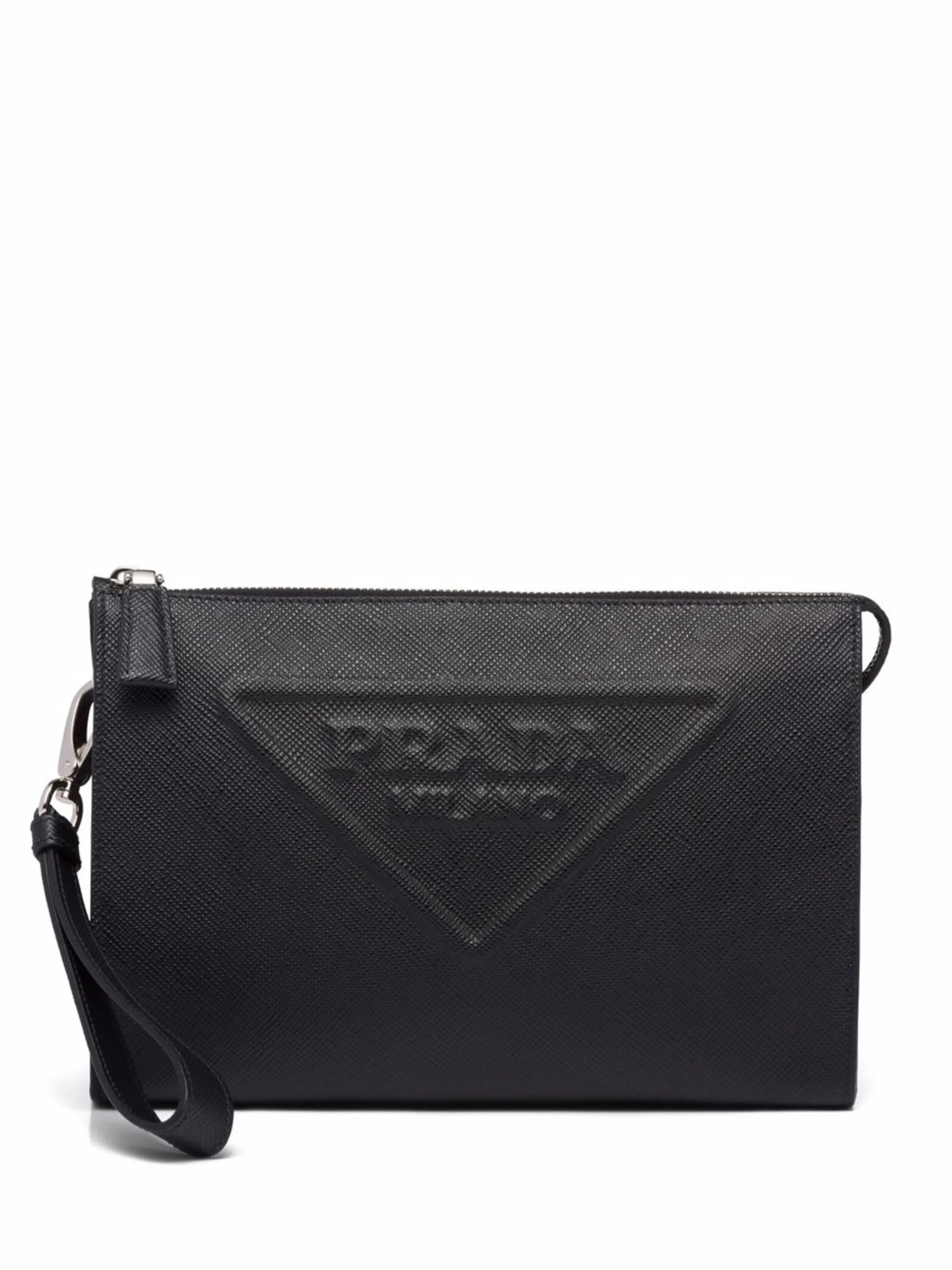 embossed logo clutch