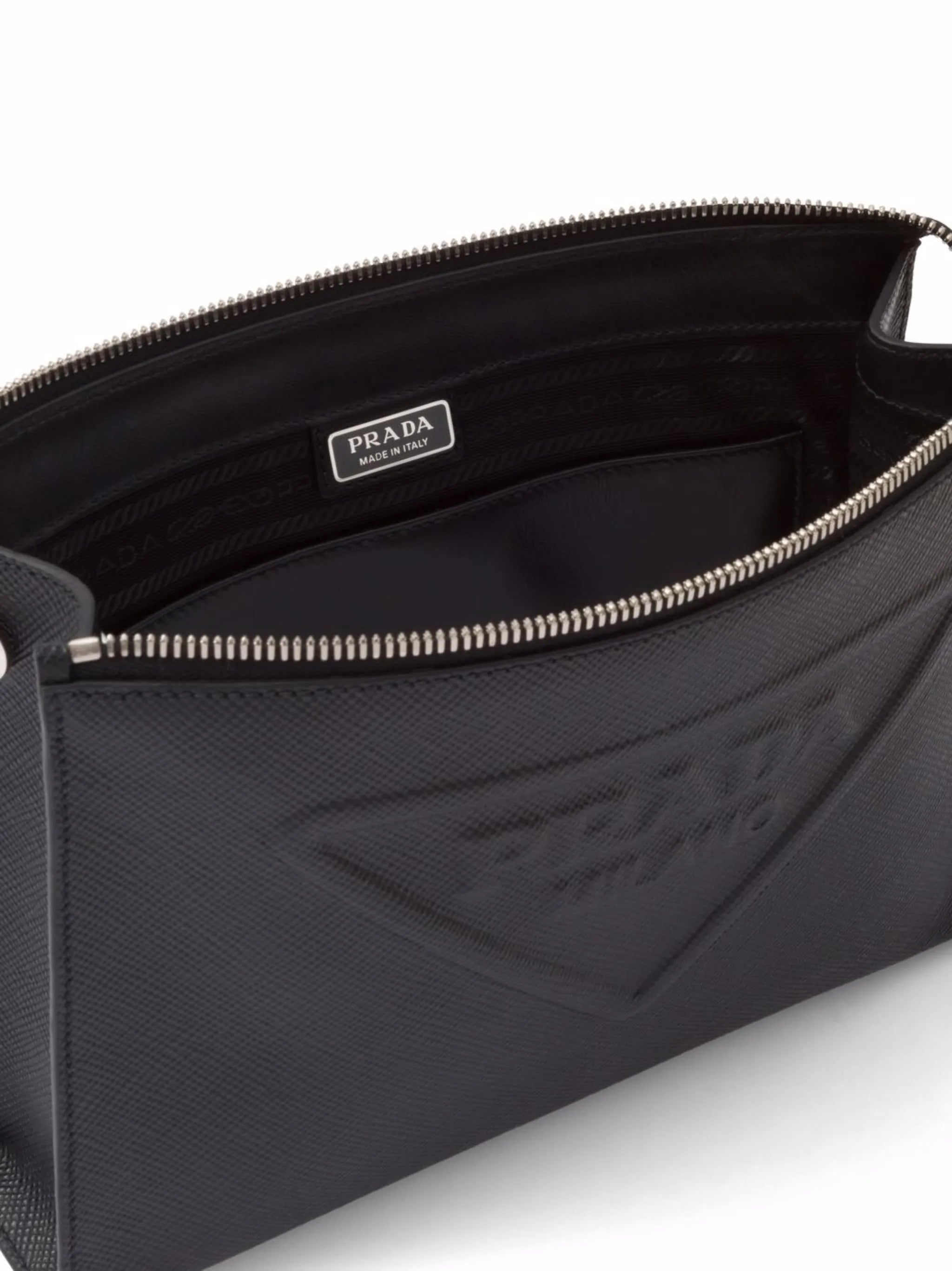 embossed logo clutch