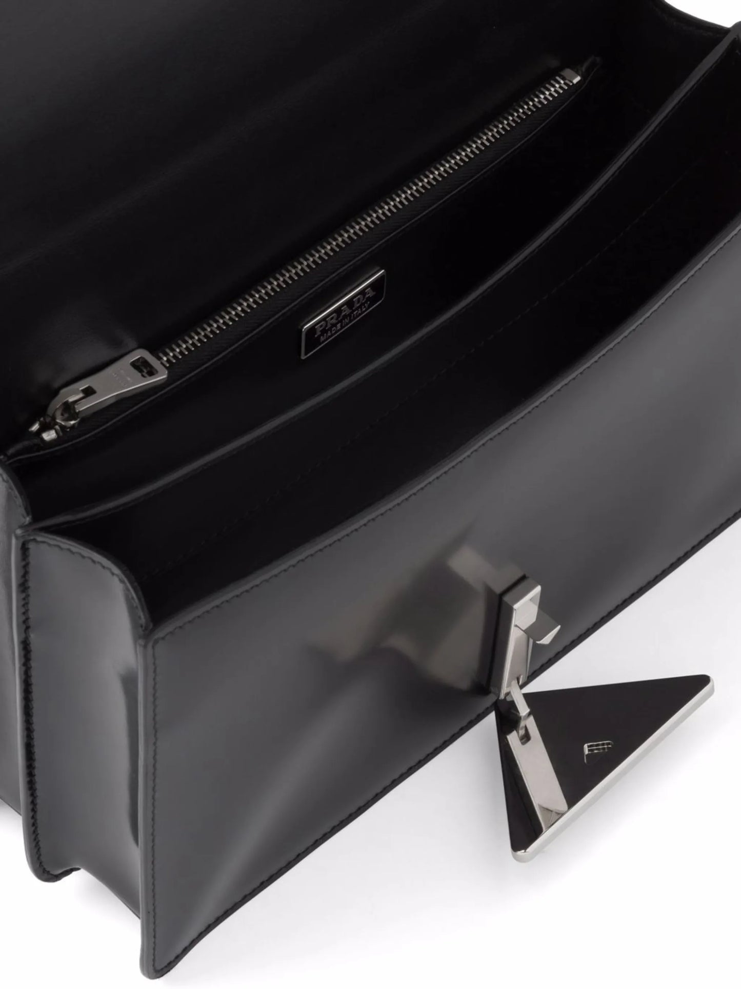 triangle-logo leather shoulder bag