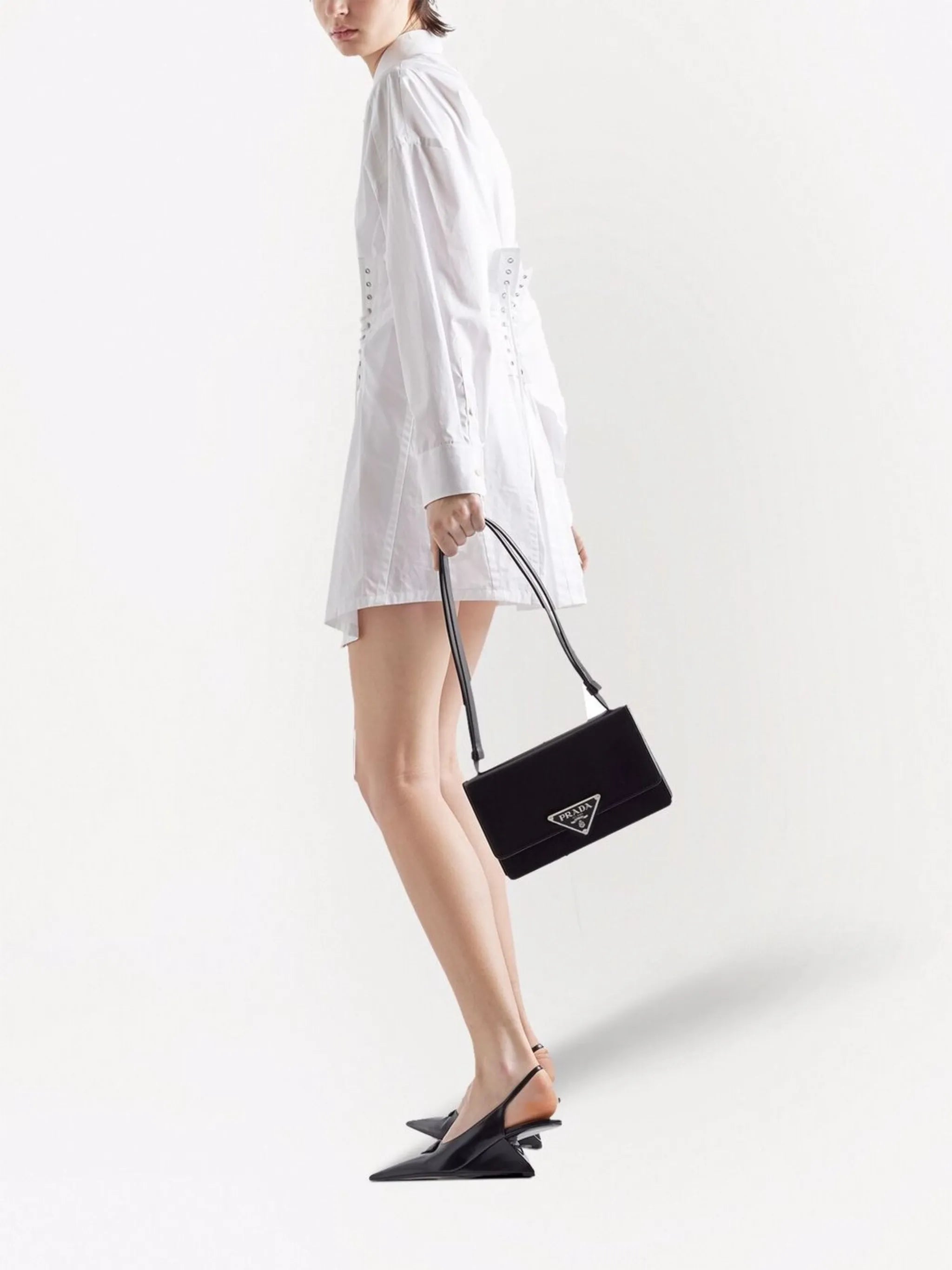 triangle-logo leather shoulder bag