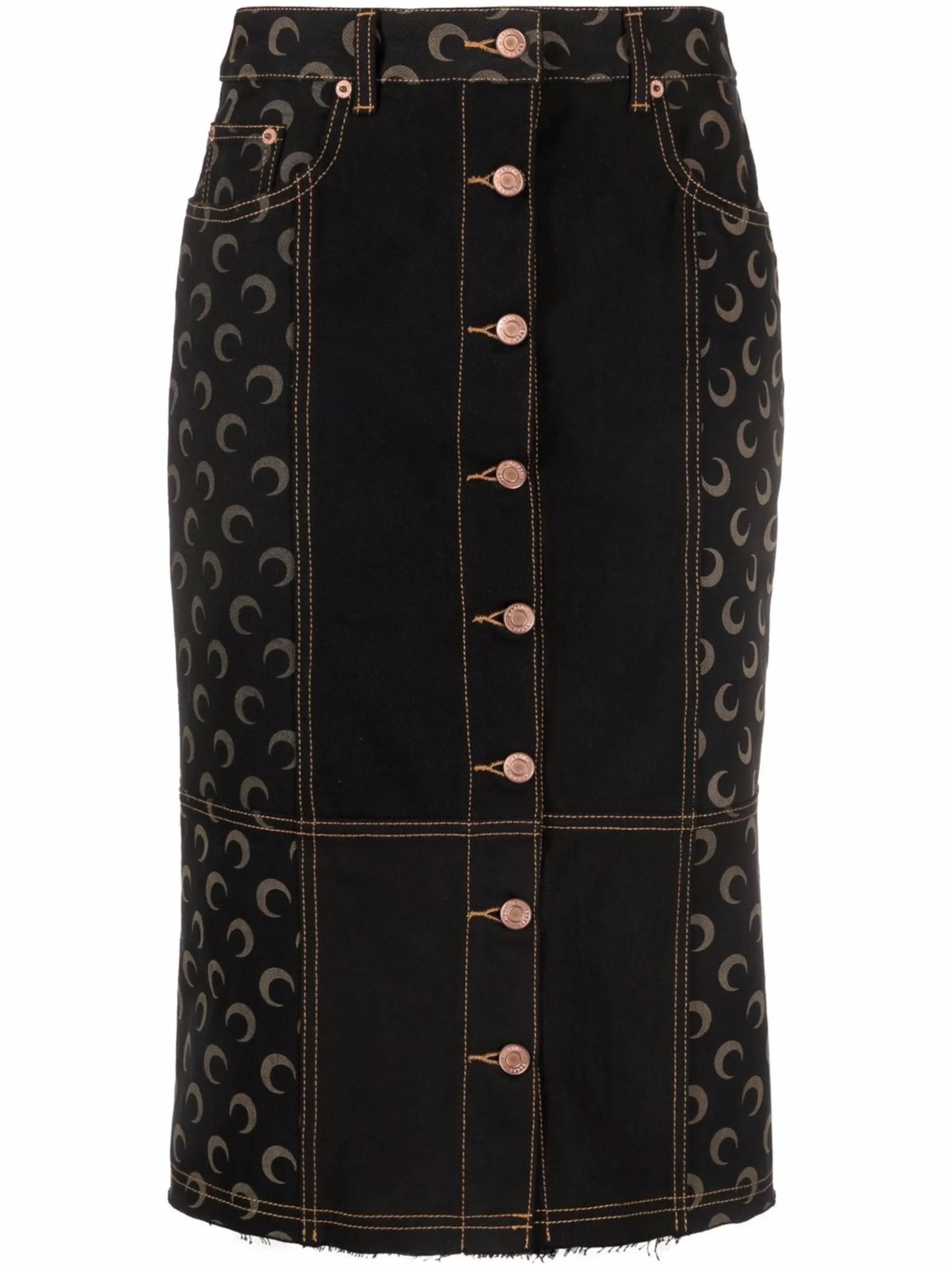 Crescent Moon-print denim skirt