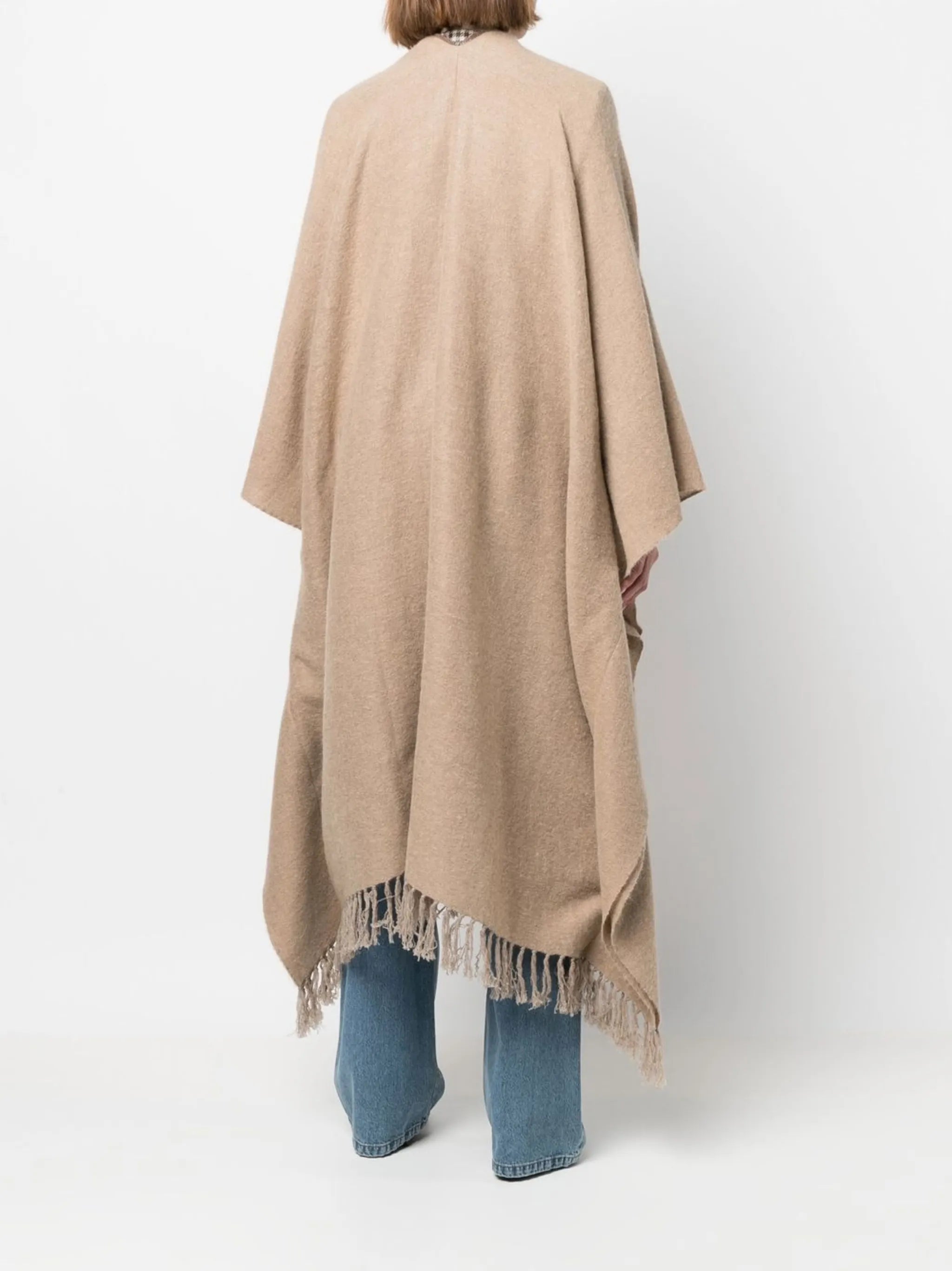 Monili-trim fringed poncho