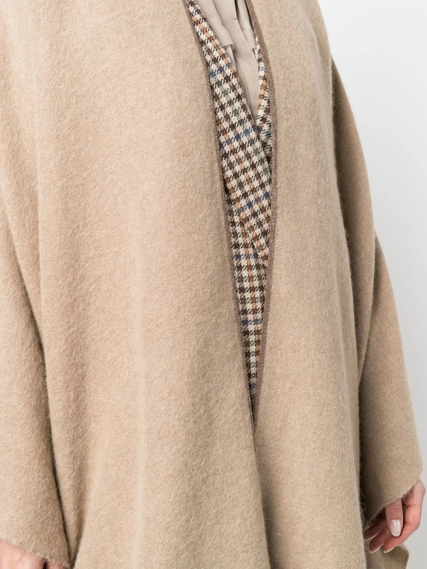 Monili-trim fringed poncho