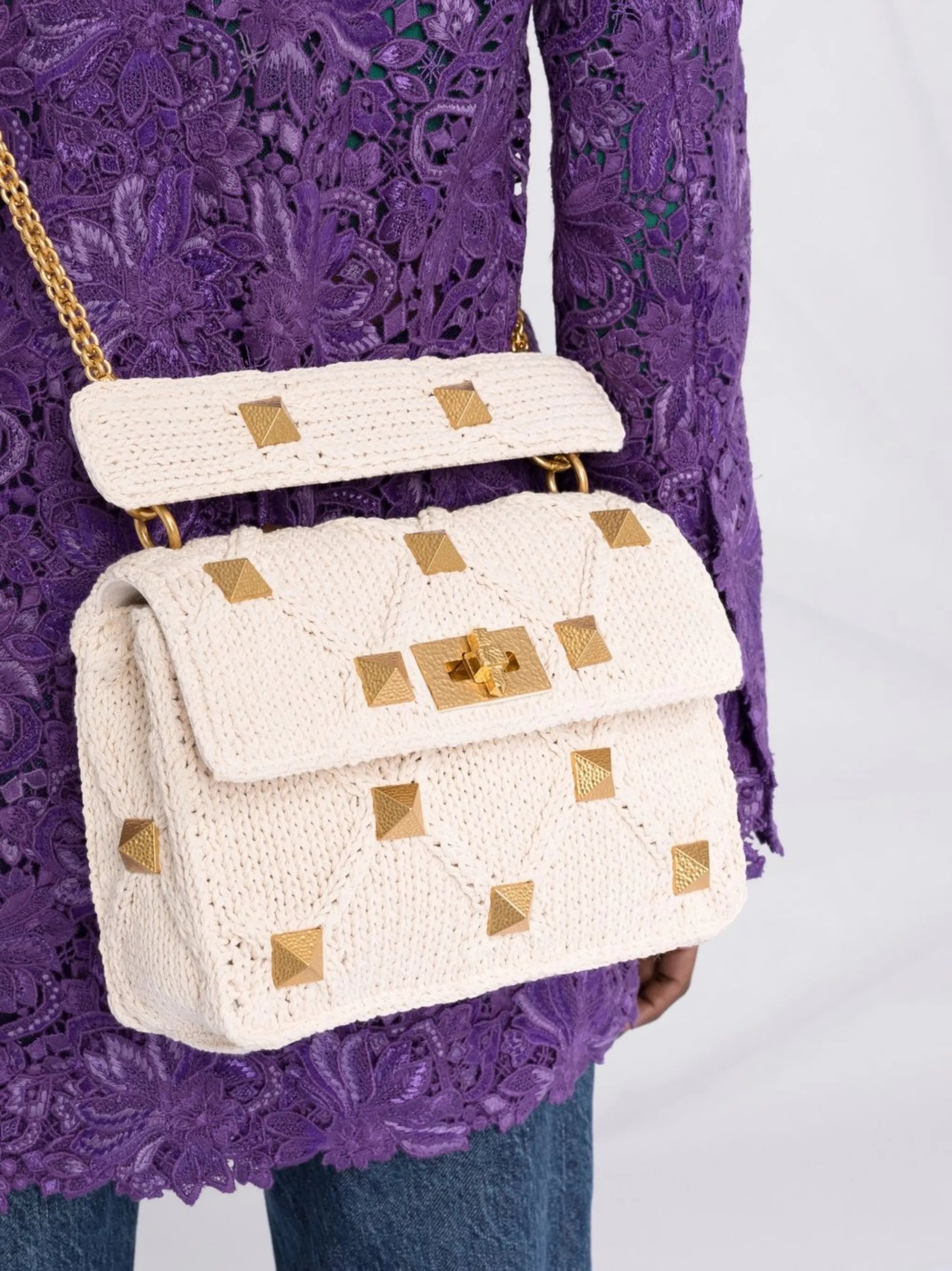 knitted Roman Stud tote bag