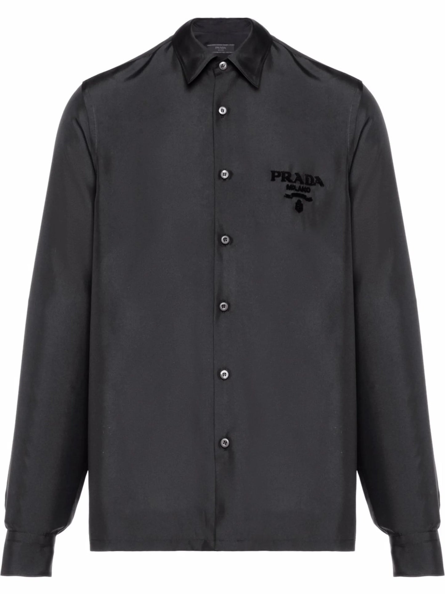 embroidered-logo silk shirt