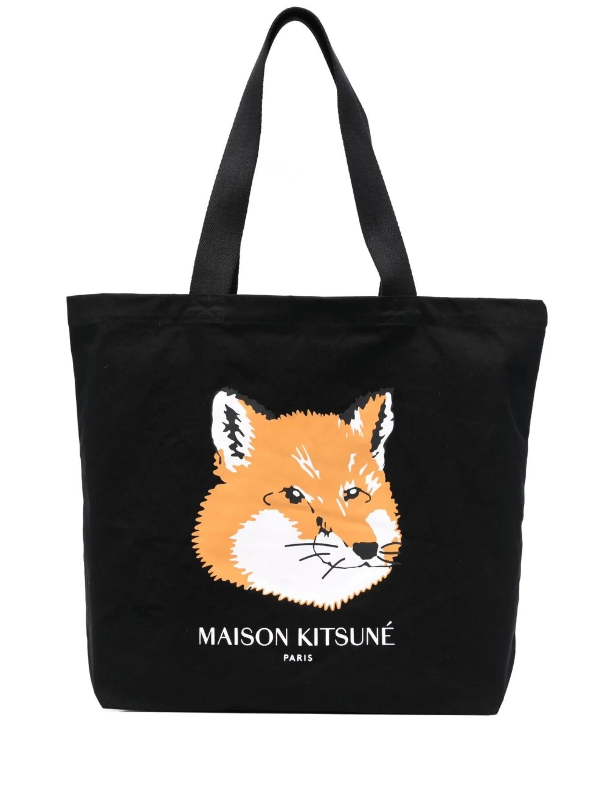 fox-print cotton canvas tote