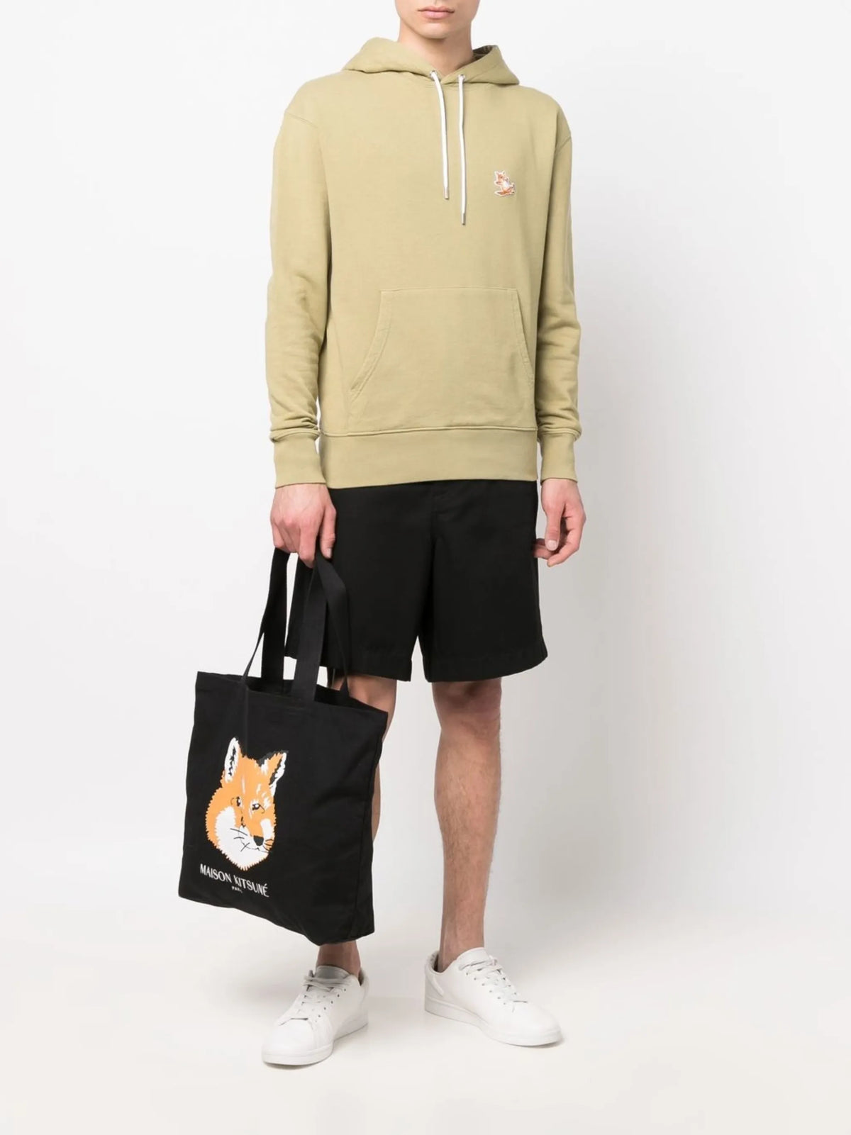 fox-print cotton canvas tote